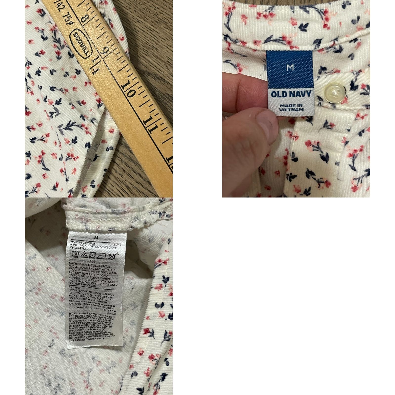 Old Navy Old Navy Shirt Womens Medium T-Shirt Floral 3/4 Sleeve White Red Green Casual Vintage No Size M / US 6-8 / IT 42-44 - 8 Thumbnail
