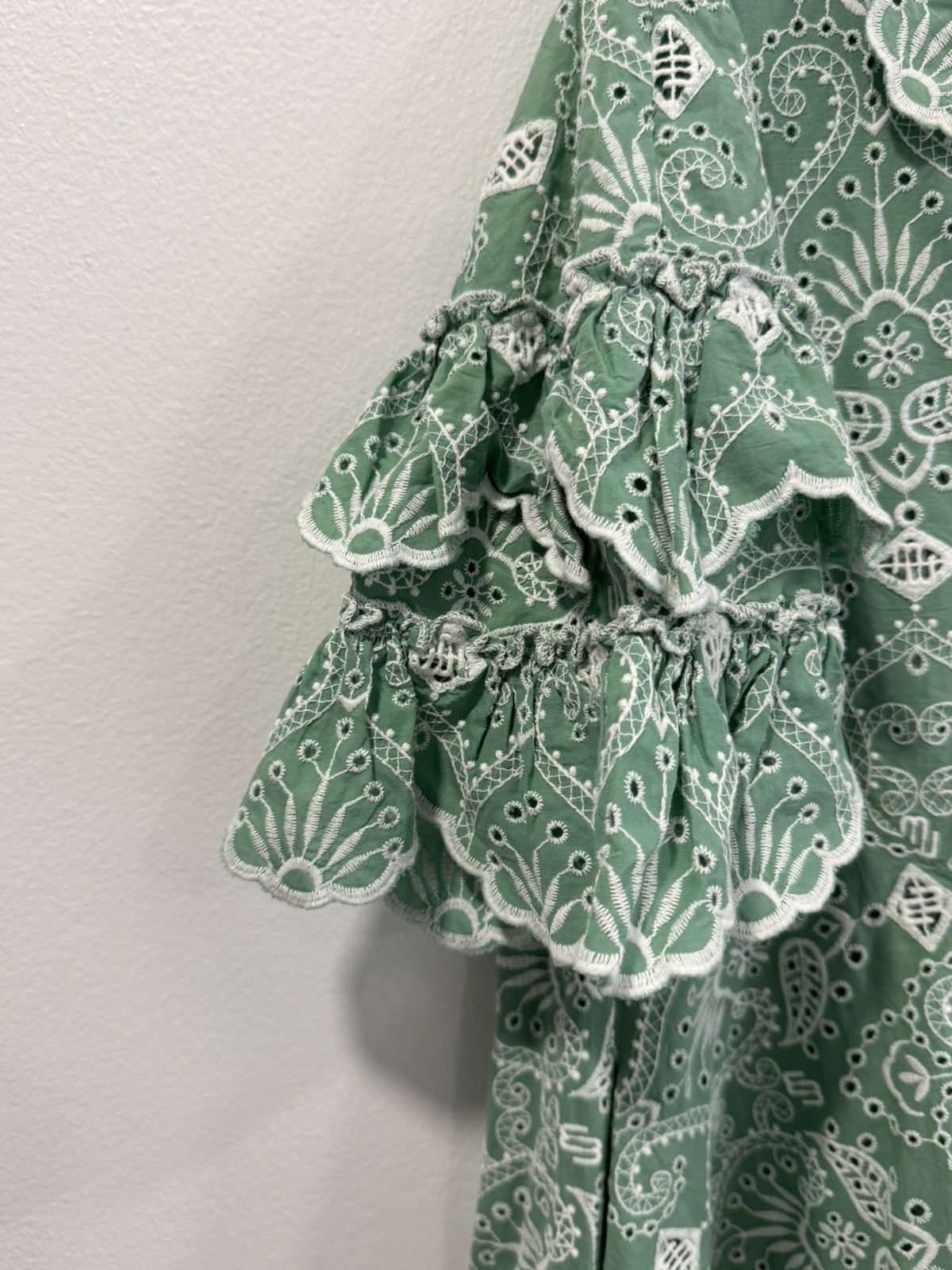 Maje Maje Embroidered Cotton Dress Green Retail $535 Size L / US 10 / IT 46 - 3 Thumbnail