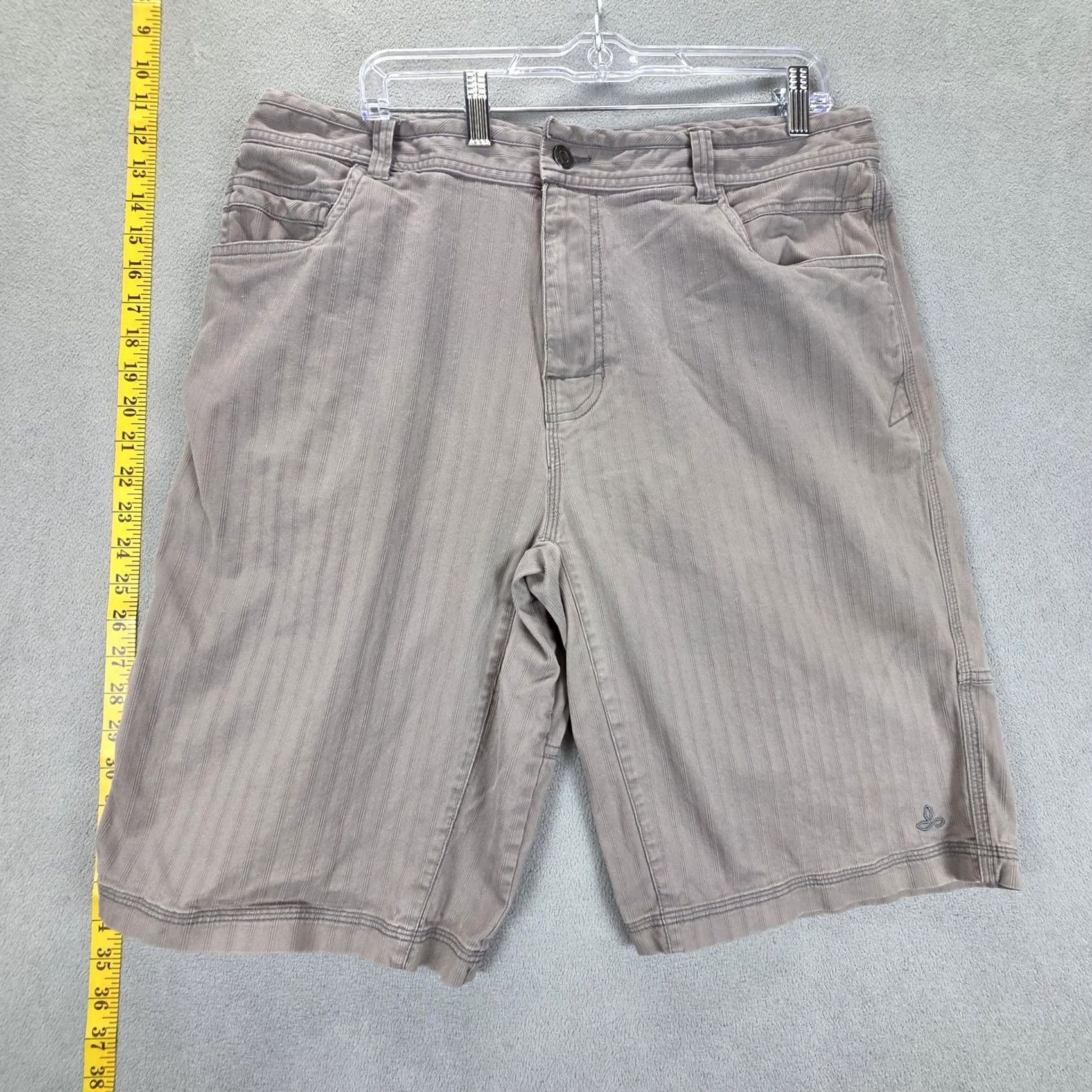 Prana PrAna Mens Cargo Shorts 36 Gray Breathe Canvas Striped Stretch 11 Outdoor Casual Belt Loop Shorts Mens Size US 36 / EU 52 - 2 Thumbnail