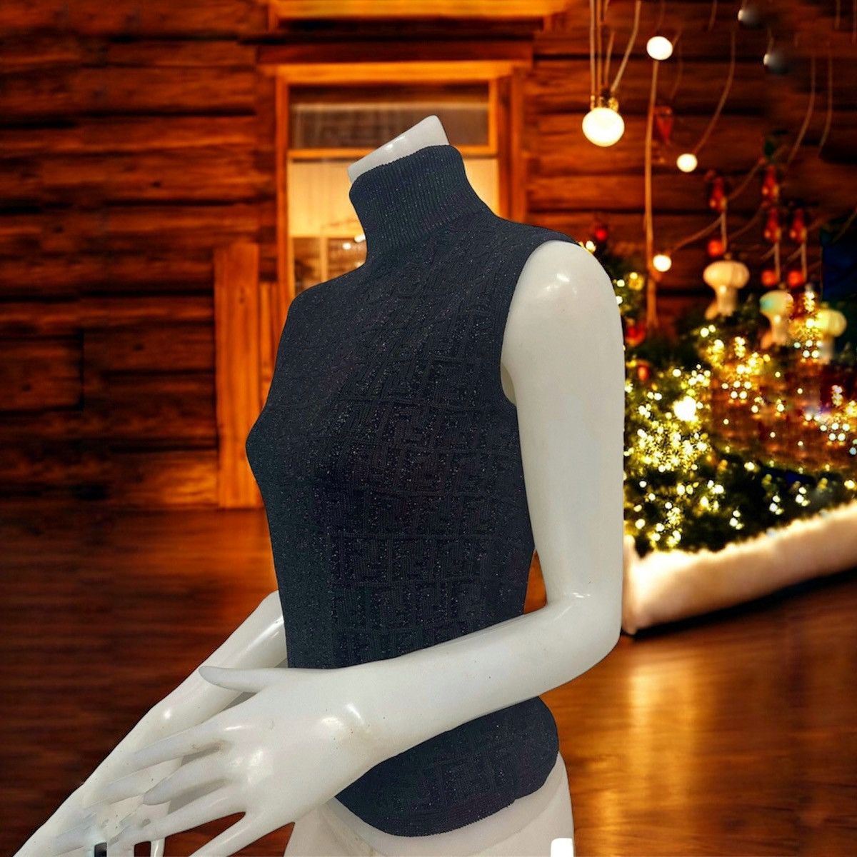 Fendi Vintage FENDI knitted monogram FF glitter tank top Size M / US 6-8 / IT 42-44 - 1 Thumbnail