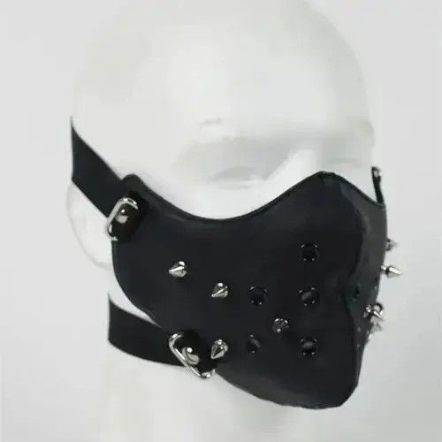 Other Punk Rivet PU Leather Adjustable Face Mask Size ONE SIZE - 2 Thumbnail