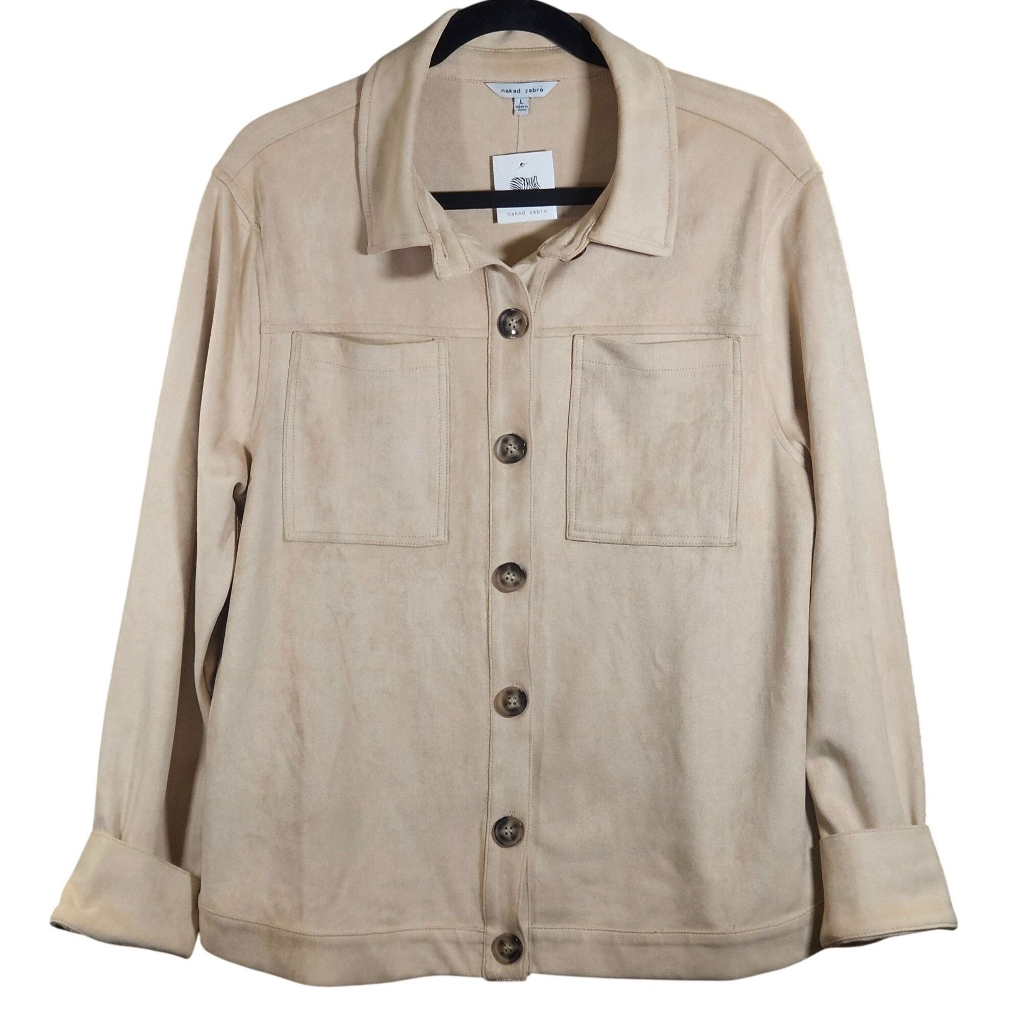 Other Naked Zebra Women’s Faux Suede Jacket Beige L Quiet Luxury M Size L / US 10 / IT 46 - 2 Thumbnail