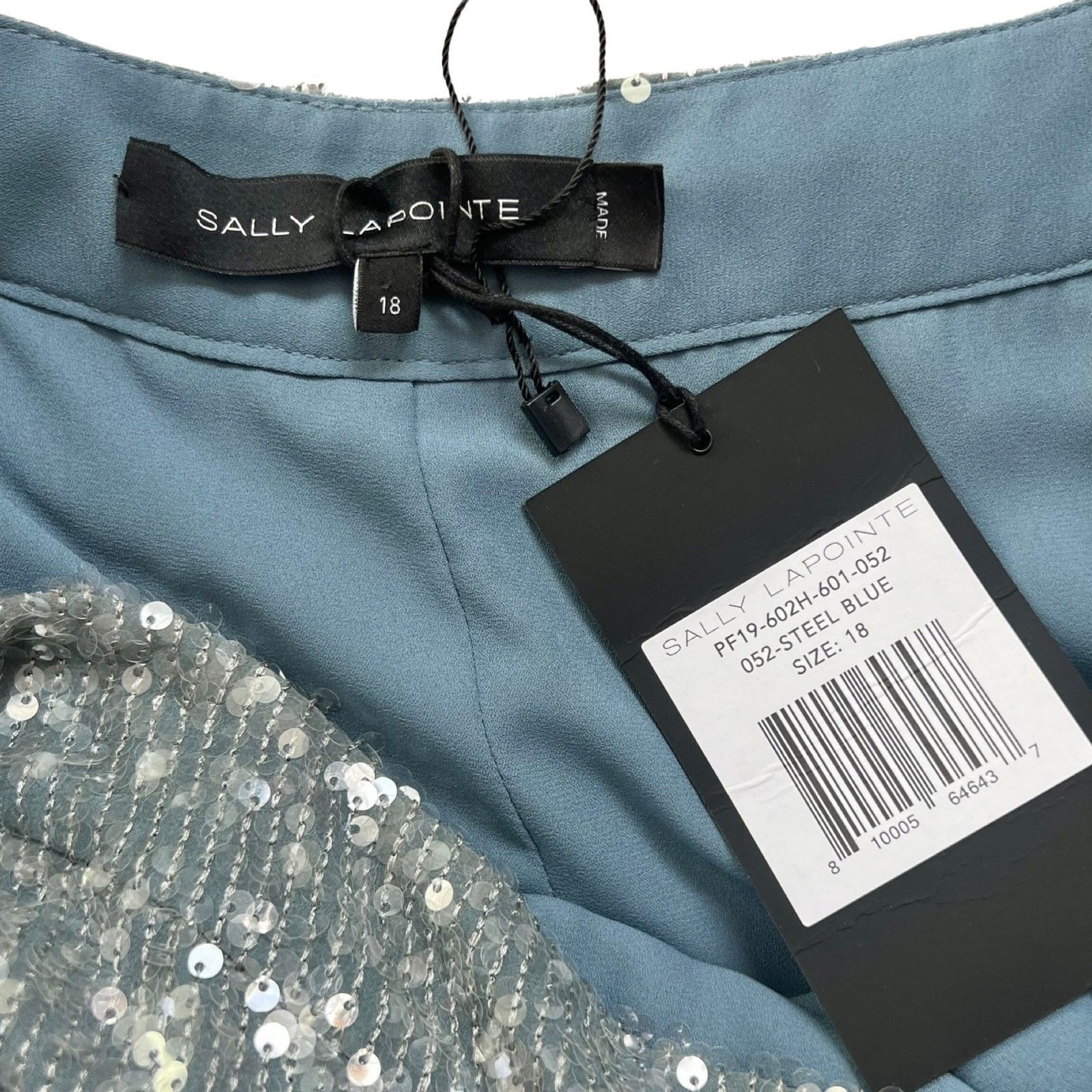 Sally Lapointe Blue Sequin Belt Wrap Midi Skirt 18 New Tags, Women's (Size 36) — image 3 of 6