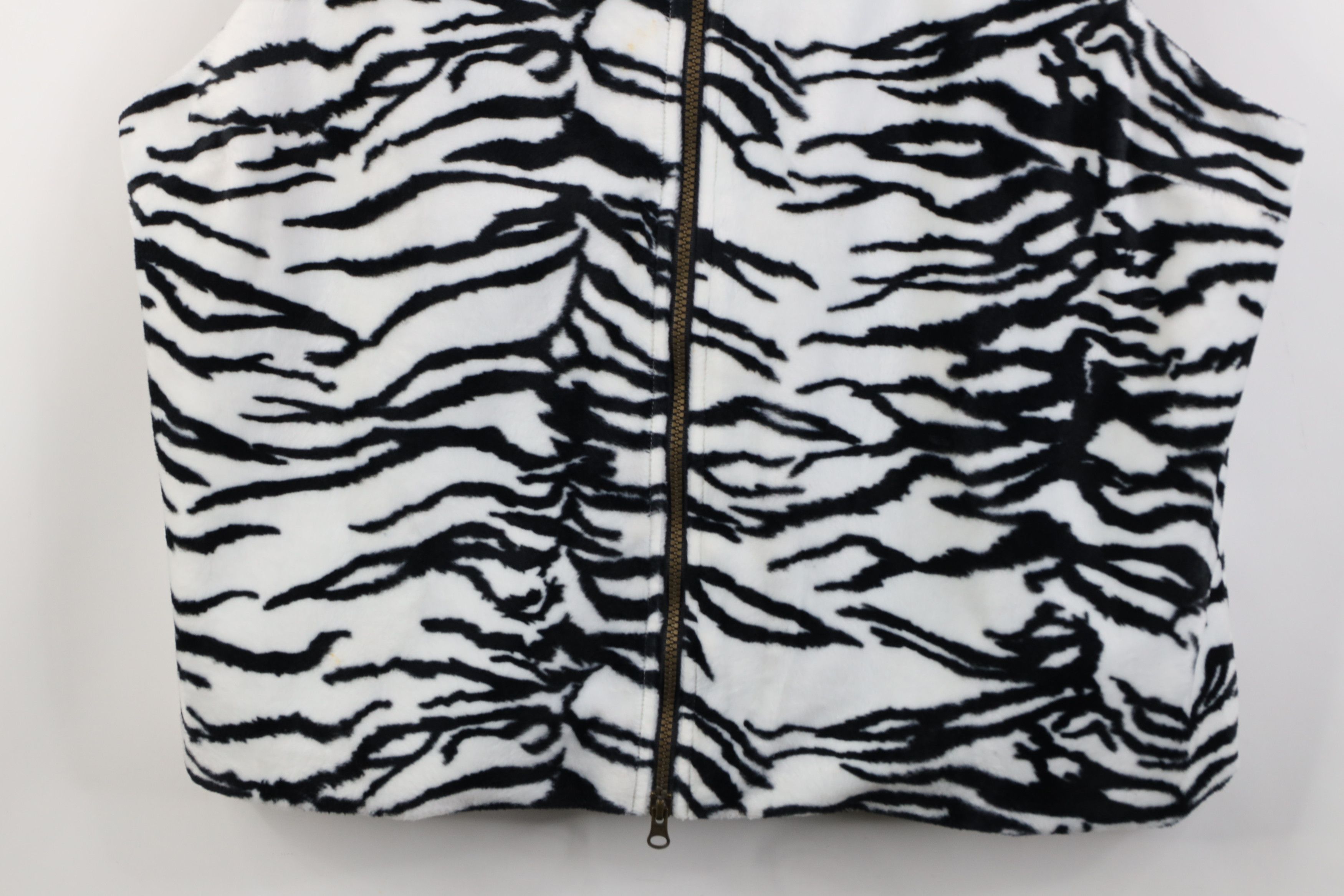 Vintage Vintage 90s Streetwear Zebra Striped Fleece Vest Jacket Size XXL / US 16-18 / IT 52-54 - 3 Thumbnail