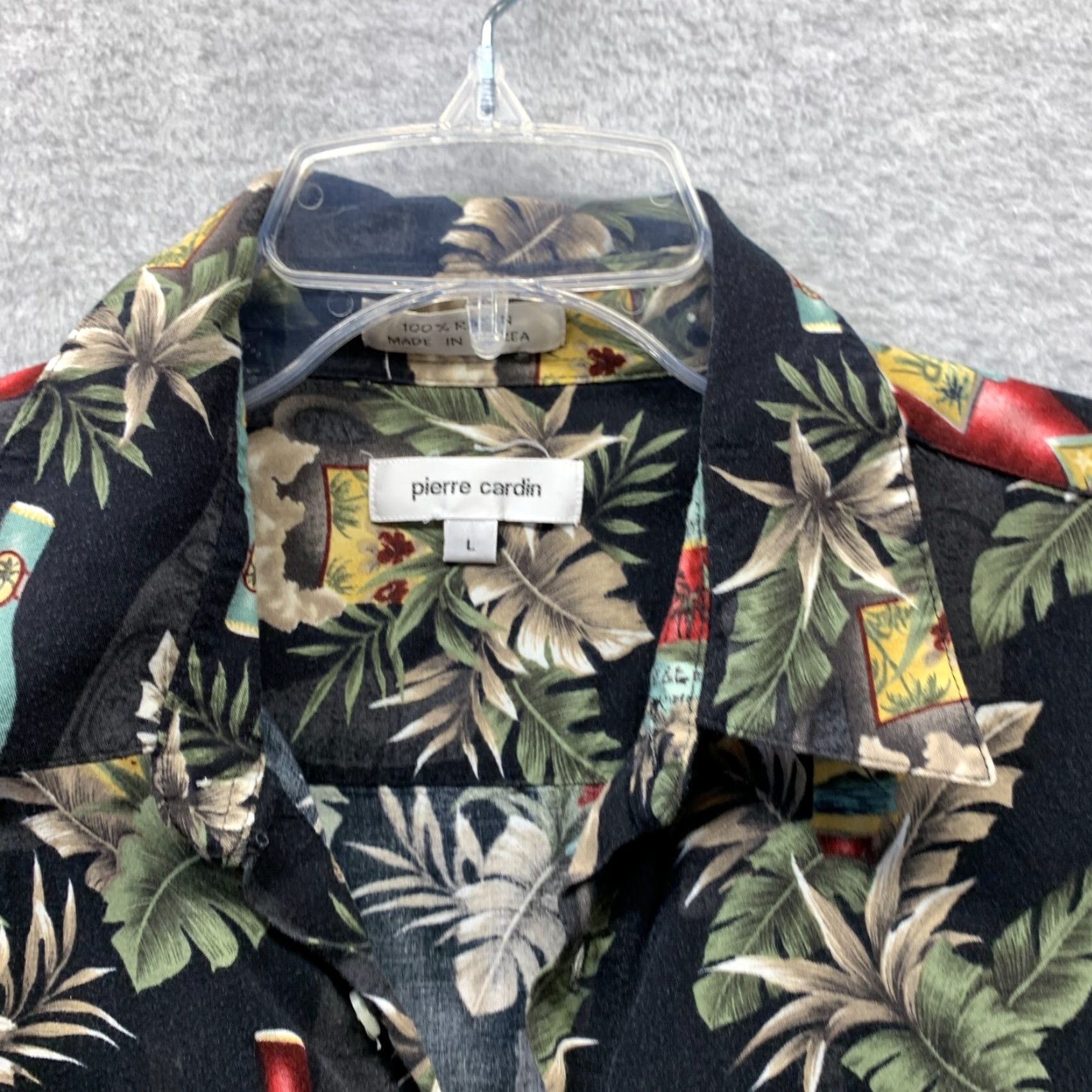Pierre Cardin VINTAGE Pierre Cardin Shirt Mens Large Black Floral Palms Rayon Viscose Light Knit Casual Party/Travel Button-Up Short Sleeve Size US L / EU 52-54 / 3 - 7 Thumbnail