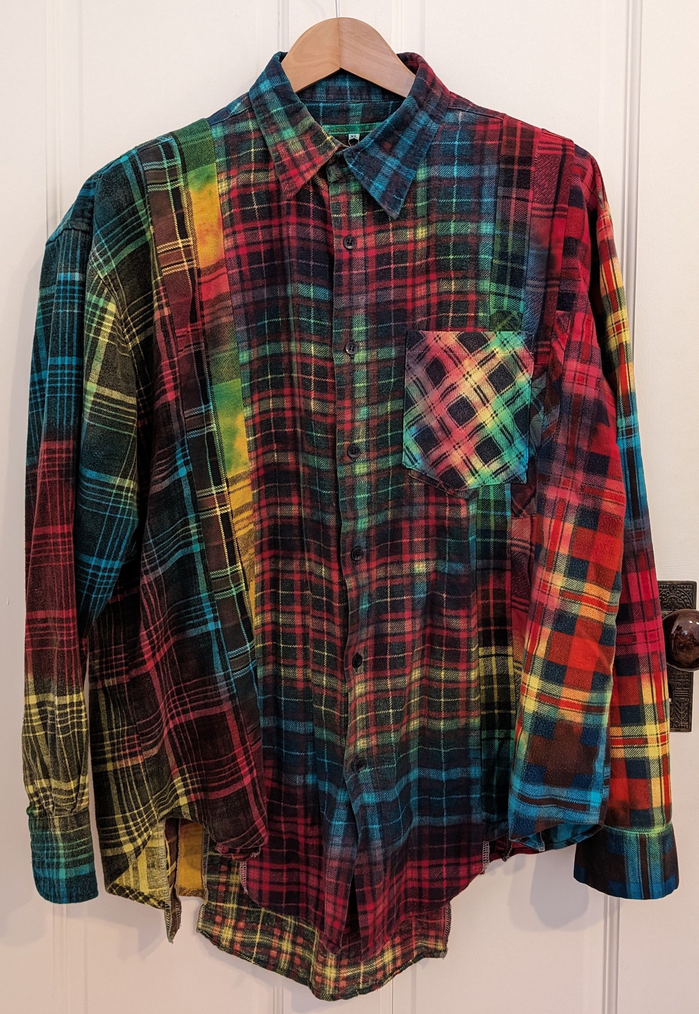 image of Needles Rebuild 7 Cuts Flannel Tie Dye Shirt, Men's (Size XL)