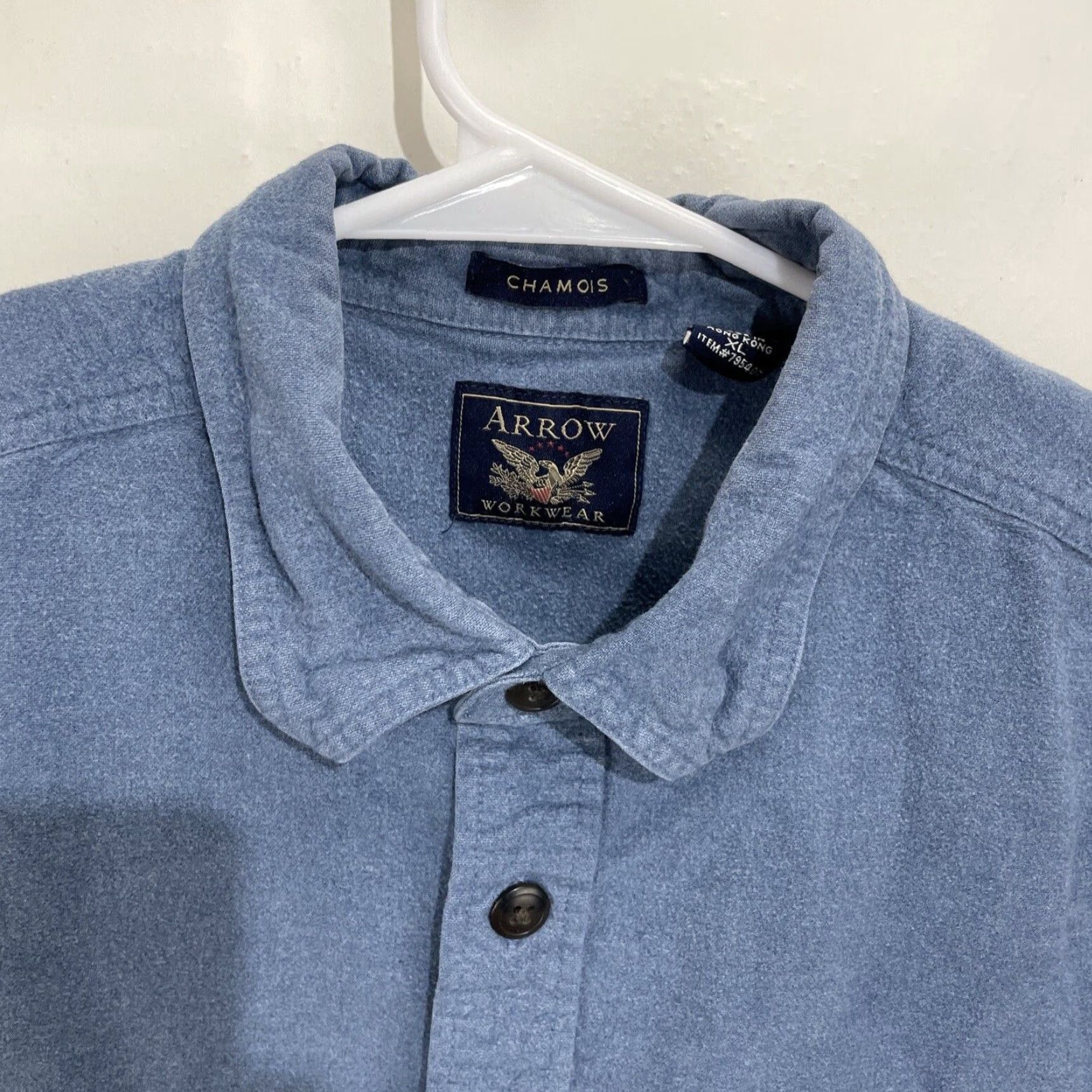 Arrow VINTAGE Arrow Workwear Camp Shirt XL BLUE Button-Down Collared Long Sleeve Men Casual Workwear Size US XL / EU 56 / 4 - 4 Thumbnail