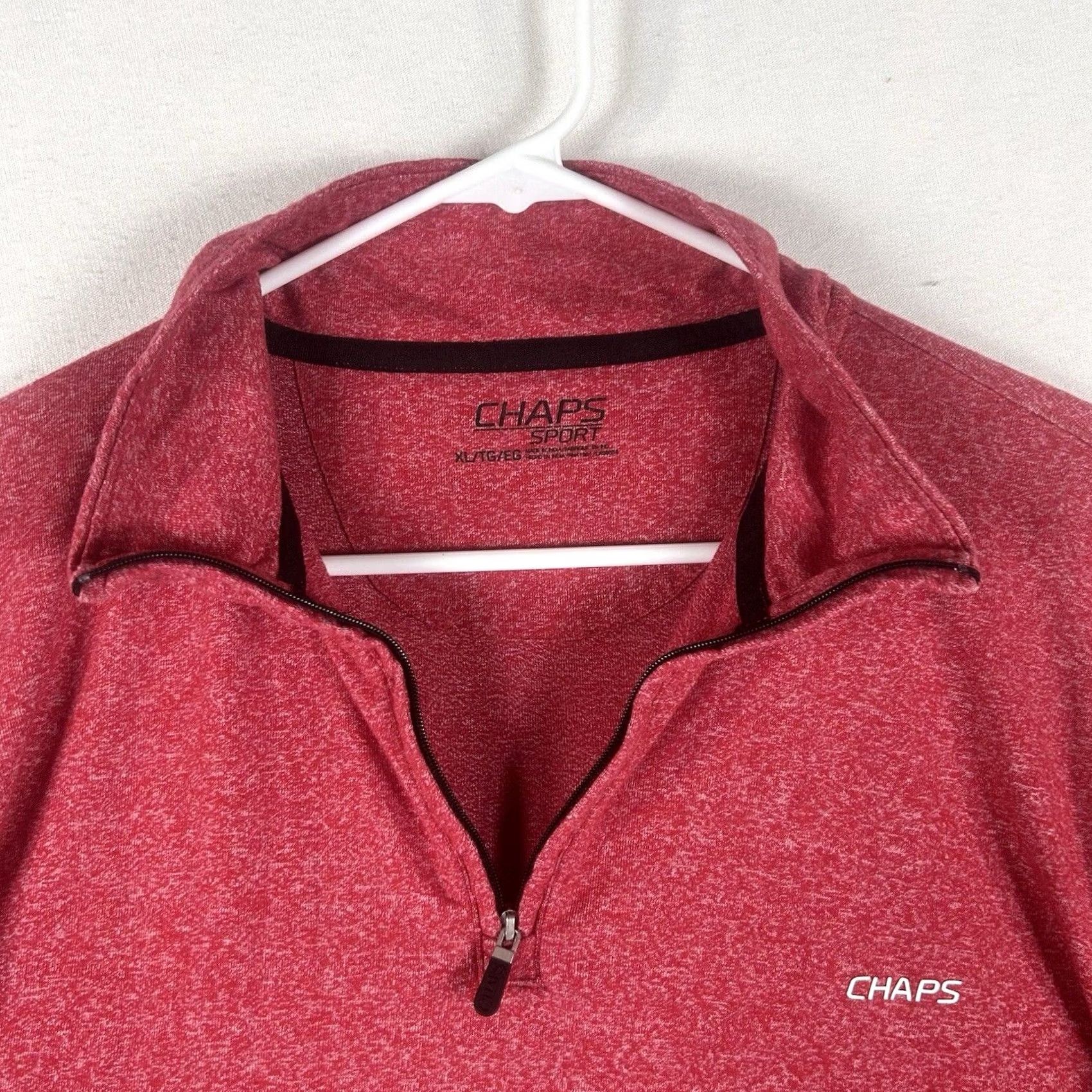 Chaps Chaps Sweatshirt Pullover 1/4 Zip Long Sleeve Mens XL Red Heather Casual Sock? Size US XL / EU 56 / 4 - 3 Thumbnail