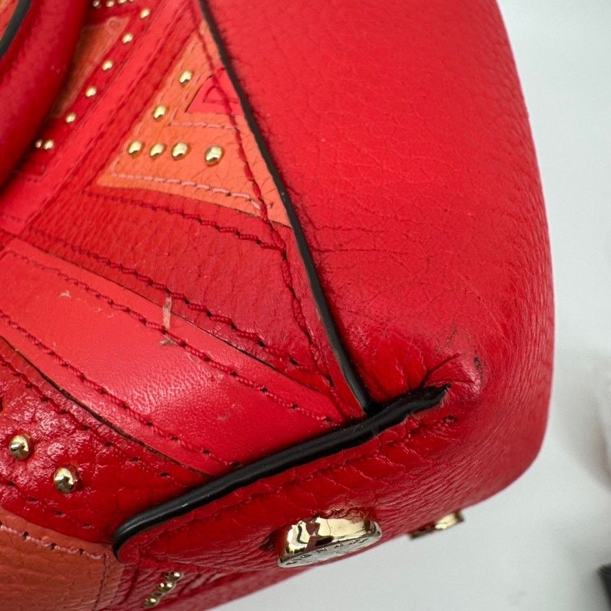 Michael Kors Michael Kors Riley Red Studded Leather Satchel MK Charm Bag Size ONE SIZE - 13 Thumbnail