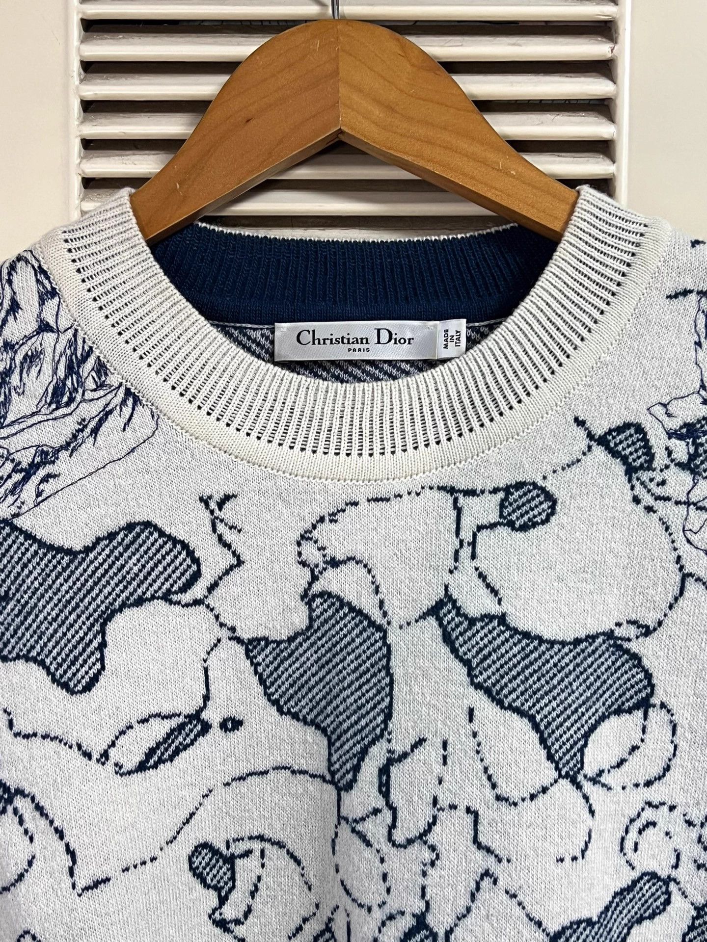 Dior Dior World Tour Blue White Wool-Cashmere Sweater 34 Size XS / US 0-2 / IT 36-38 - 3 Thumbnail