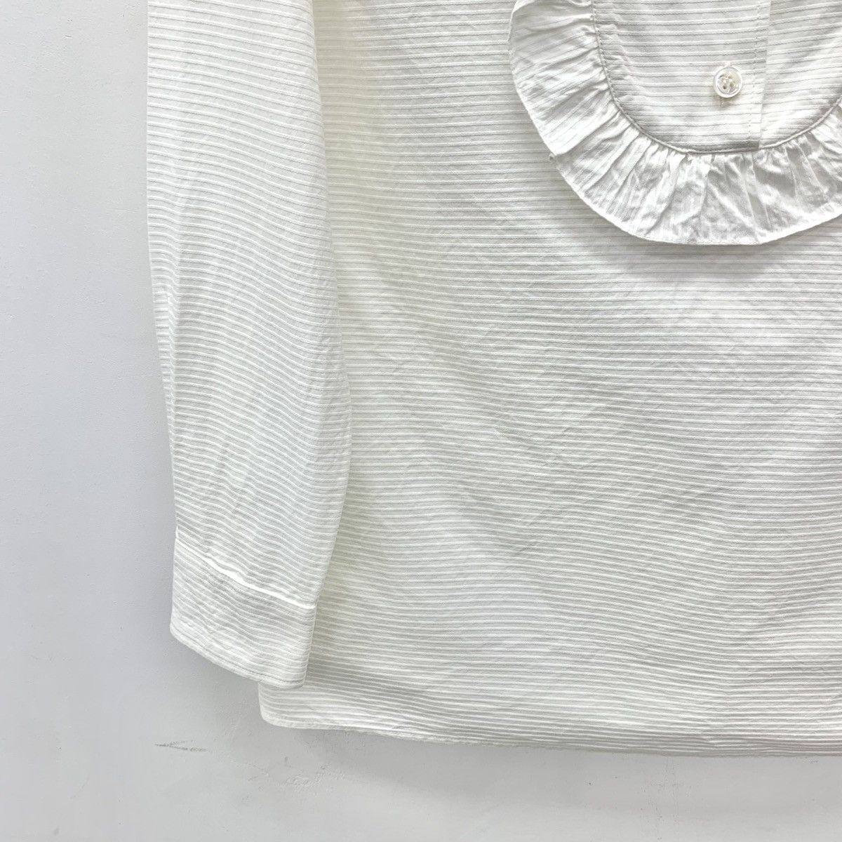 Yves Saint Laurent Yves Saint Laurent White Lace Detail Long Sleeve Shirt K26WX Size S / US 4 / IT 40 - 4 Thumbnail