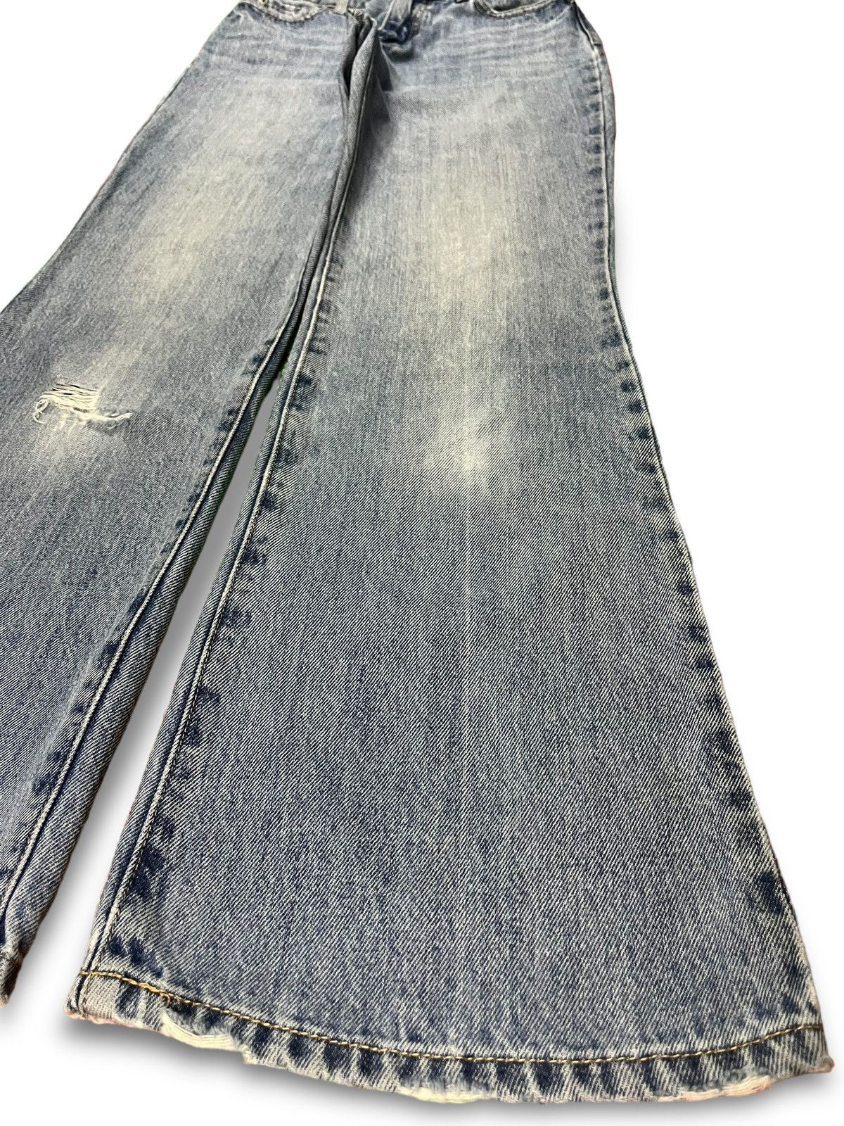 Japanese Brand SALES🔥Vintage Japanese Brand Blue Wash Distress Flare Jeans Size 26" / US 2 / IT 38 - 7 Thumbnail