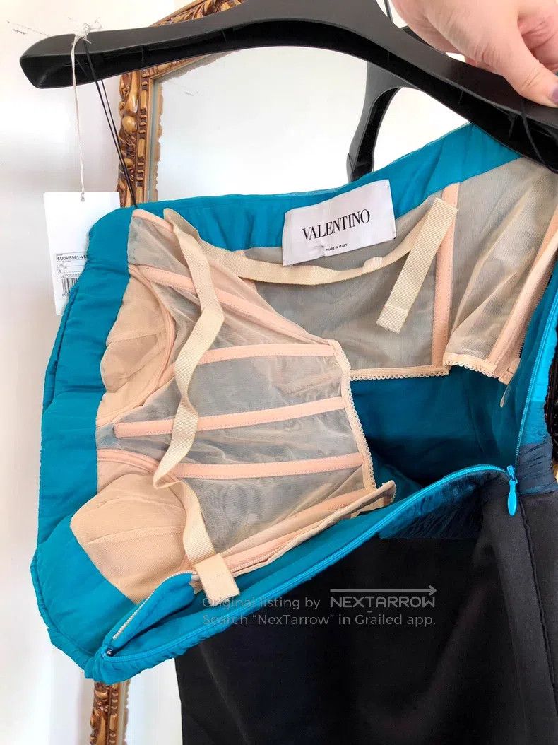 Valentino Valentino Blue gradient yarn black hip-hugging silk bandea Size S / US 4 / IT 40 - 5 Thumbnail