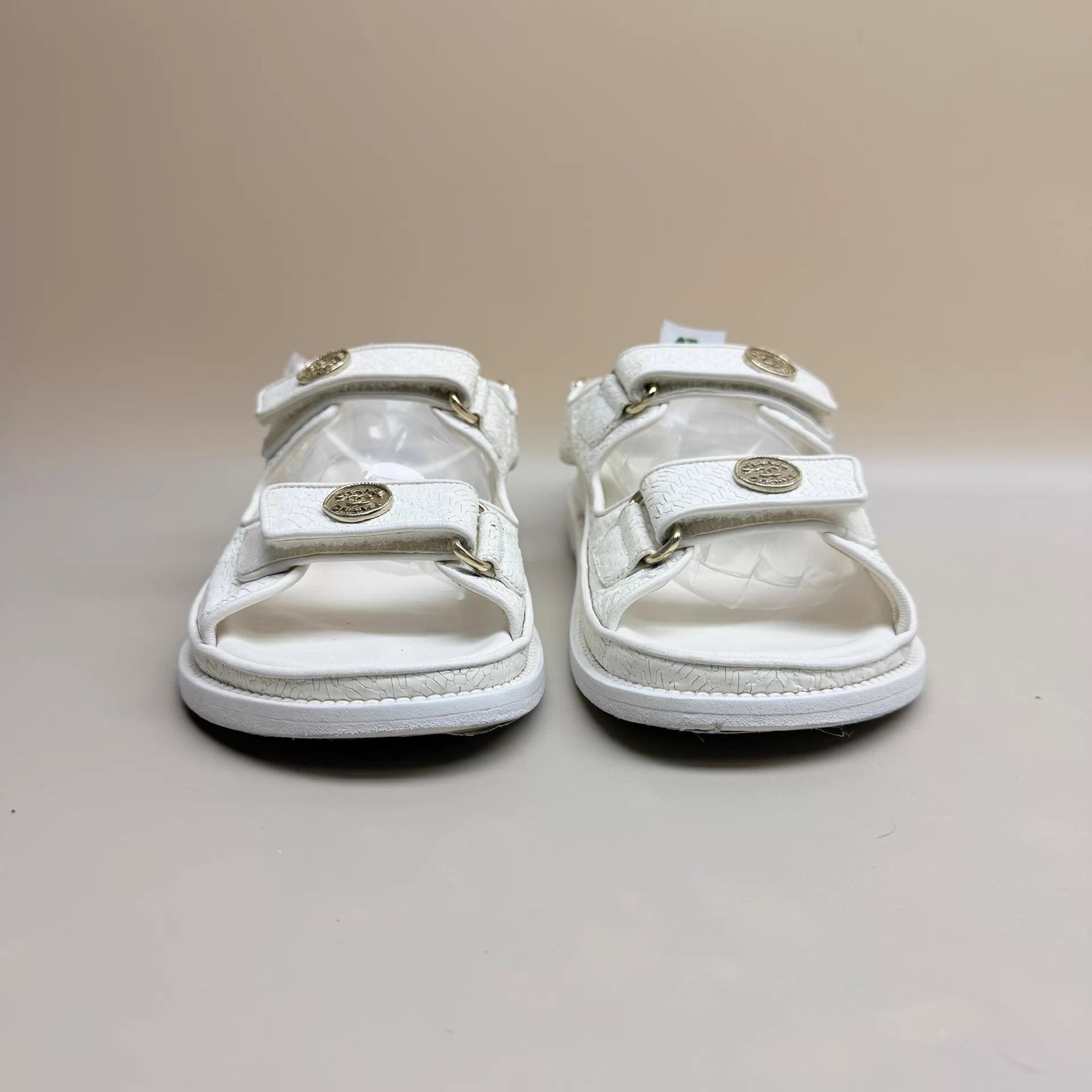 Chanel CHANEL White Gold Coin Velcro Sandal 36 95 New Size US 5.5 / IT 35.5 - 2 Thumbnail