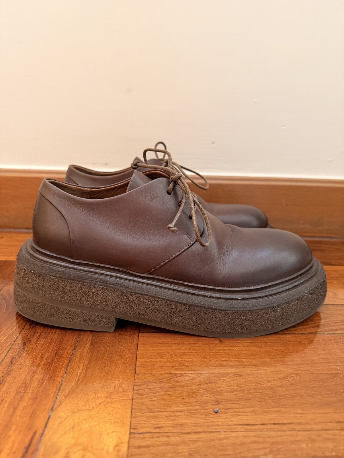 Marsèll Zuccolona Derby Dark Brown Leather Crepe Sole – 39