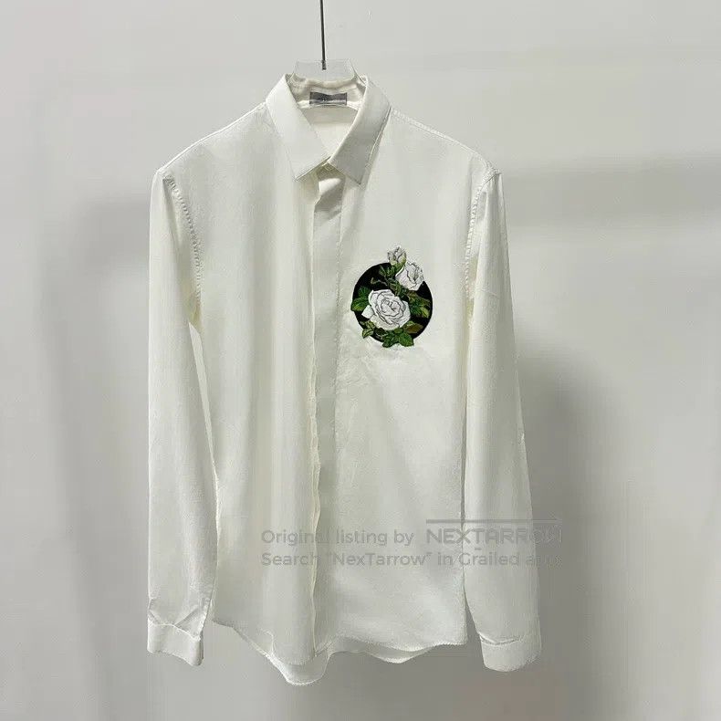 Dior Dior Size 37 Camellia embroidered logo shirt Size US XXS / EU 40 - 1 Thumbnail
