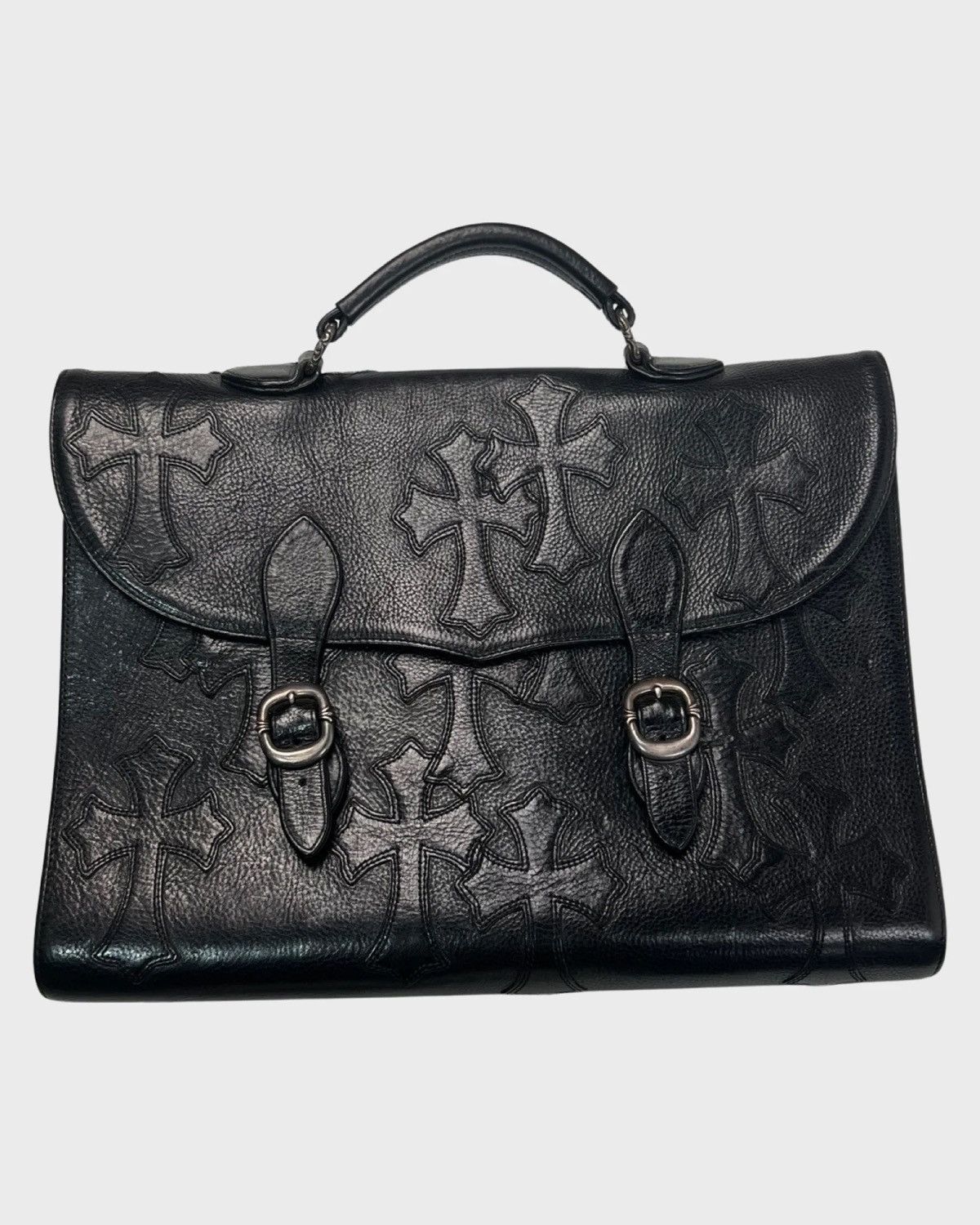 Chrome Hearts CHROME HEARTS CROSS PATCHED GOTHIC BRIEFCASE BAG SZ