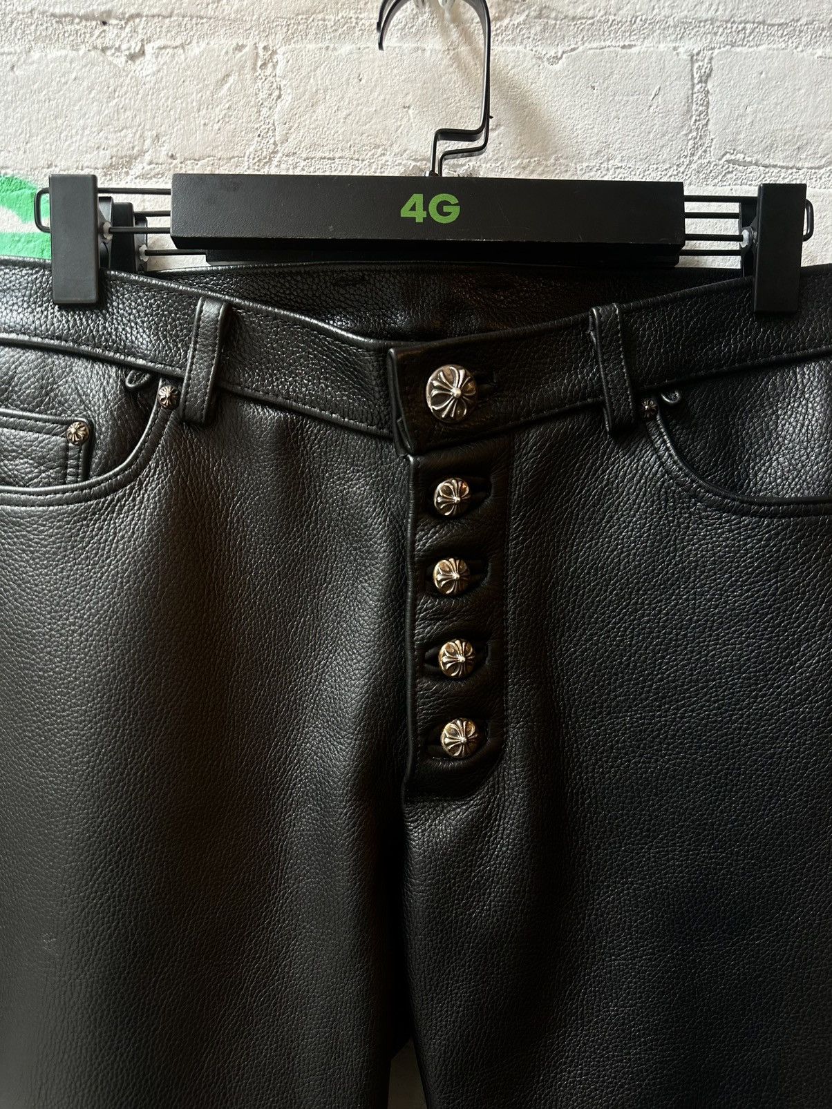 Chrome Hearts CHROME HEARTS 1:1 SEX PATCH LEATHER JEANS ODEL BECKHAM Size US 34 / EU 50 - 9 Thumbnail