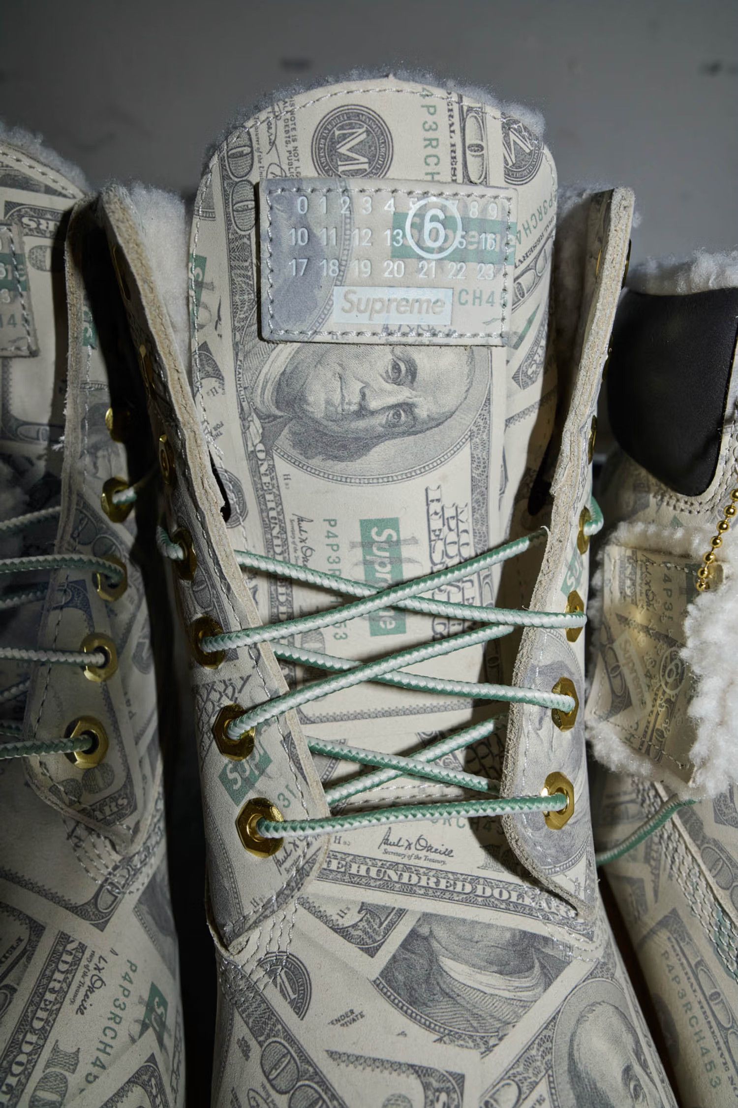 Maison Margiela × Supreme Supreme MM6 Maison Margiela $100 Bills Timberland Boot Size US 12 / EU 45 - 3 Thumbnail