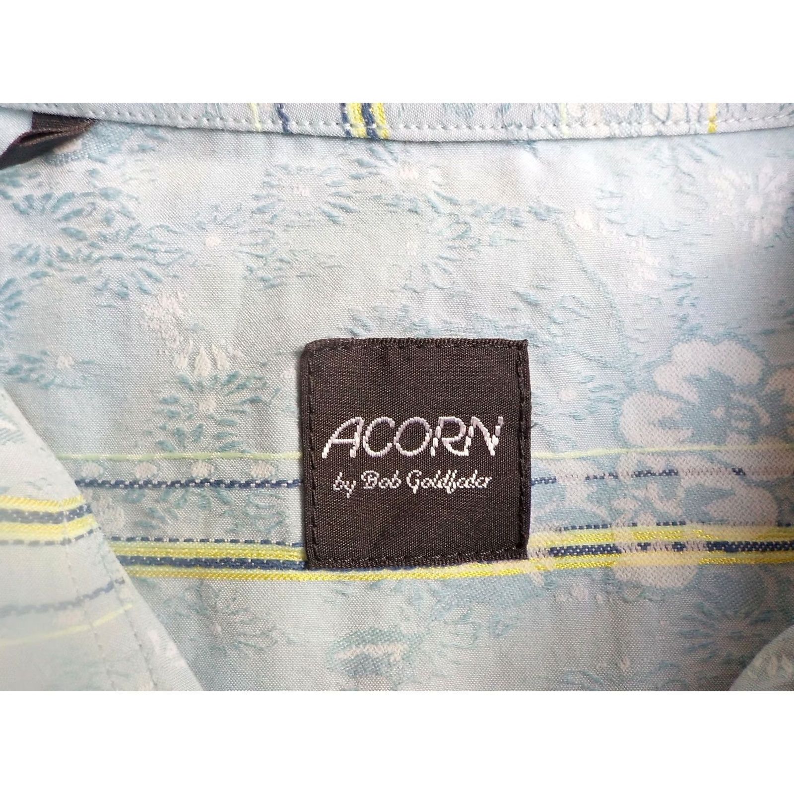 Vintage Acorn Shirt LS Blue/Green Striped Floral Design Button-Front Men L Italy Size US L / EU 52-54 / 3 - 4 Thumbnail