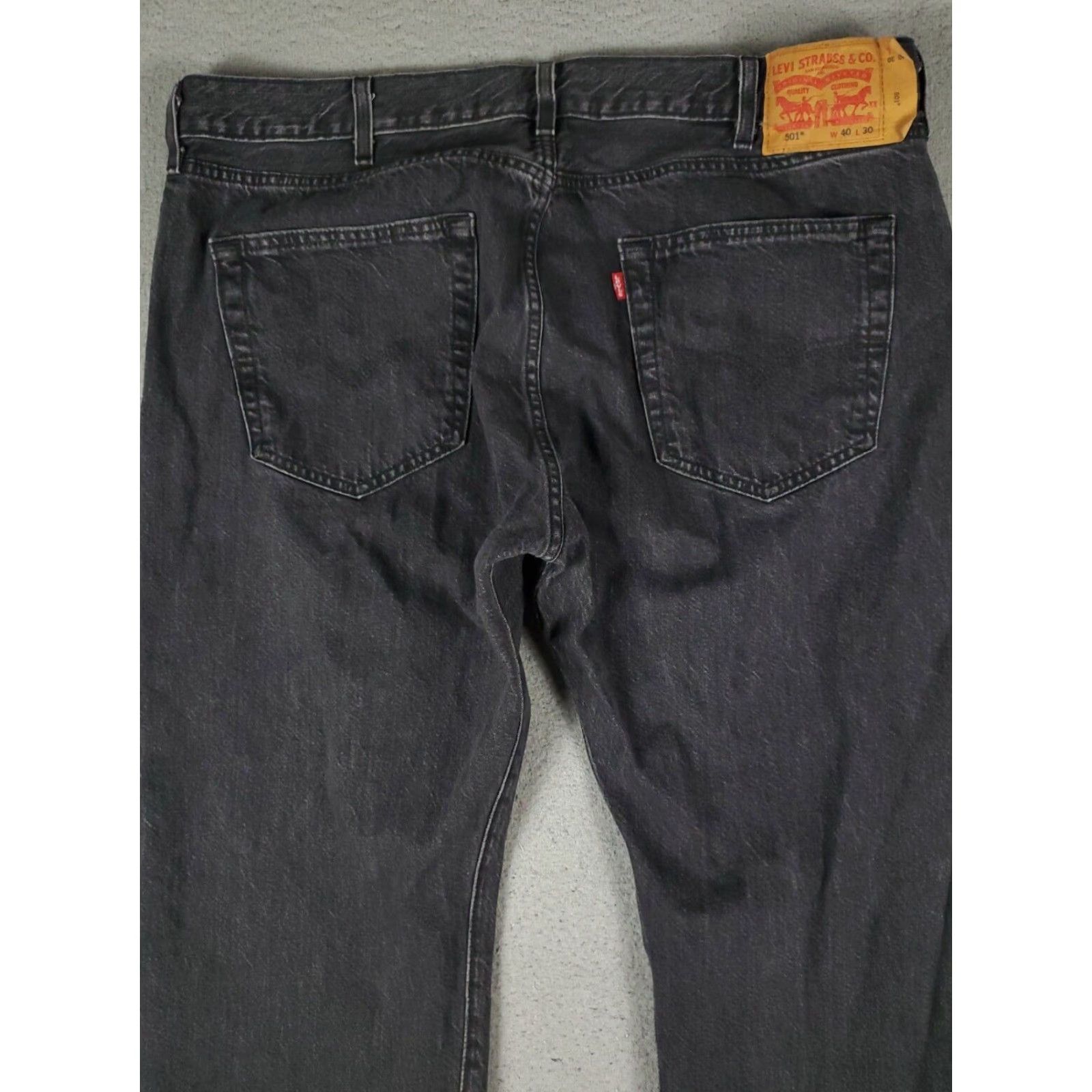 Levi's Mens Levis Jeans 501 Straight Leg Black Gray 40x30 Extra Large XL Button Fly Size US 40 / EU 56 - 7 Thumbnail