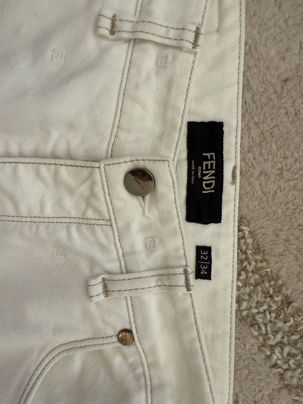 Fendi Fendi FF Monogram White Jeans – 32x34 – Holographic Patch Size US 32 / EU 48 - 8 Thumbnail