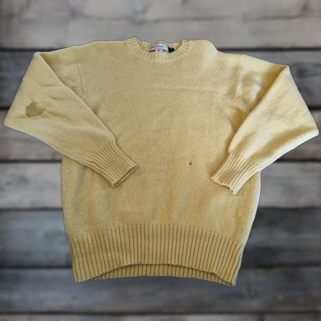Gap VINTAGE Gap Shetland Wool Sweater Women Medium Yellow 80s Classic Preppy Crew Neck Pullover Size M / US 6-8 / IT 42-44 - 1 Thumbnail