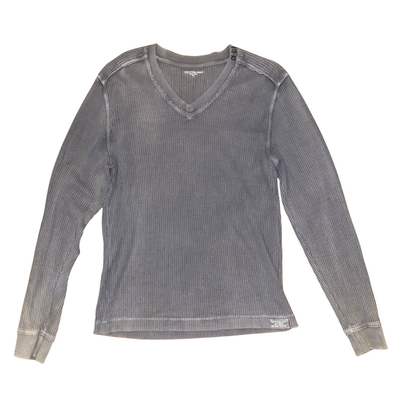 Calvin Klein Calvin Klein Jeans Dark Gray V-Neck Henley Men’s XL Size US XL / EU 56 / 4 - 1 Thumbnail
