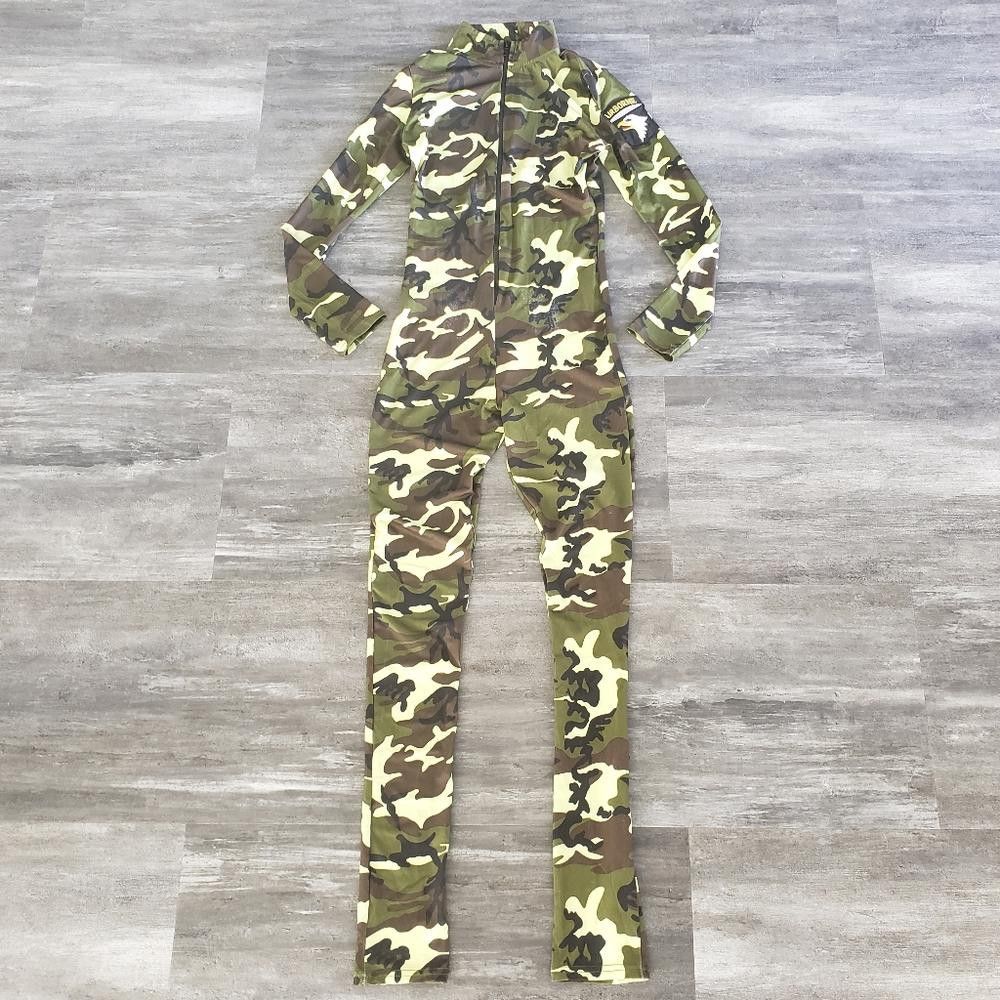 Designer Camouflage Front Zip Military Adult Costume Size ONE SIZE - 1 Thumbnail
