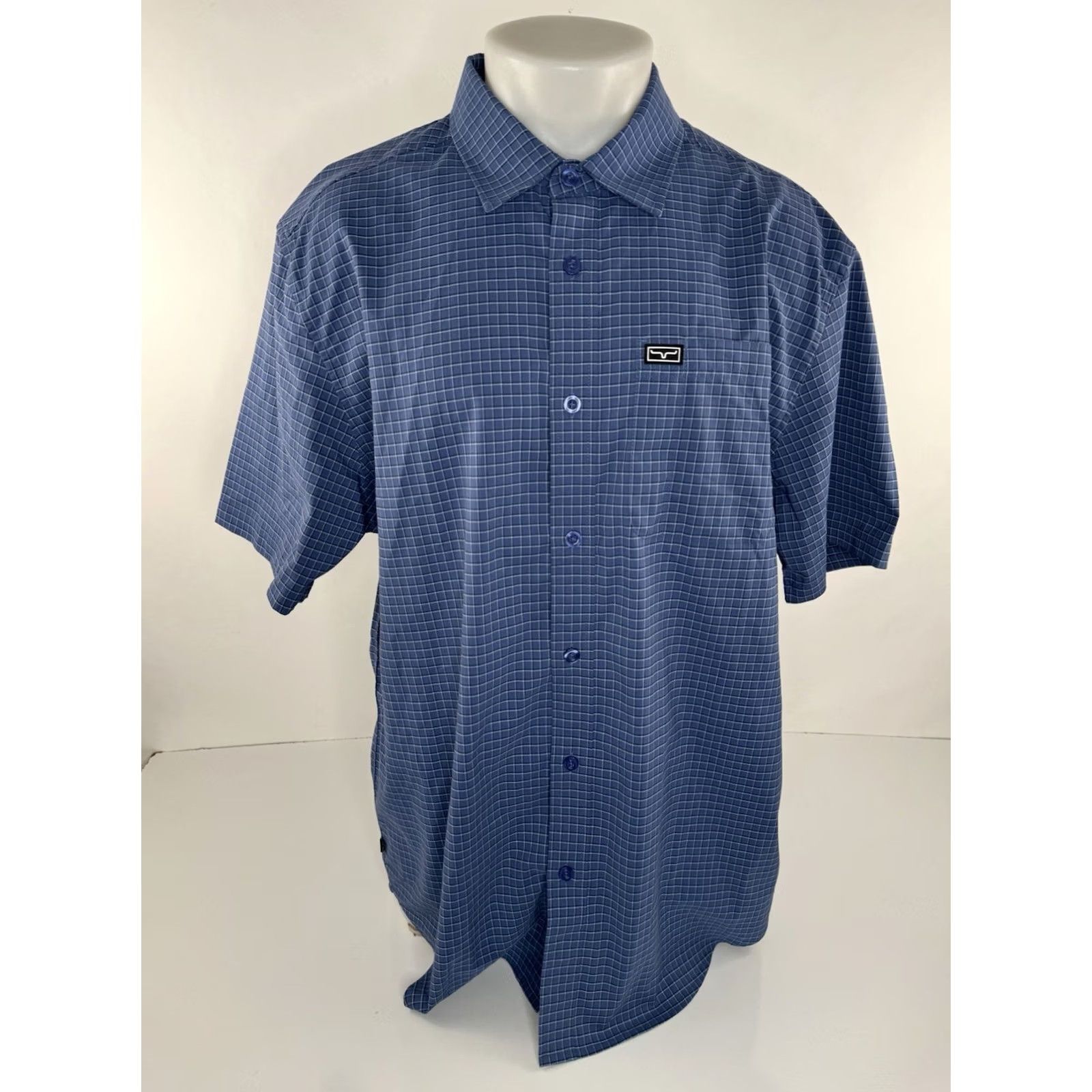 Vintage KIMES RANCH Plaid Check XL Shirt Men Short Sleeve Button-Up XX Blue / White / Black Size US XL / EU 56 / 4 - 2 Thumbnail
