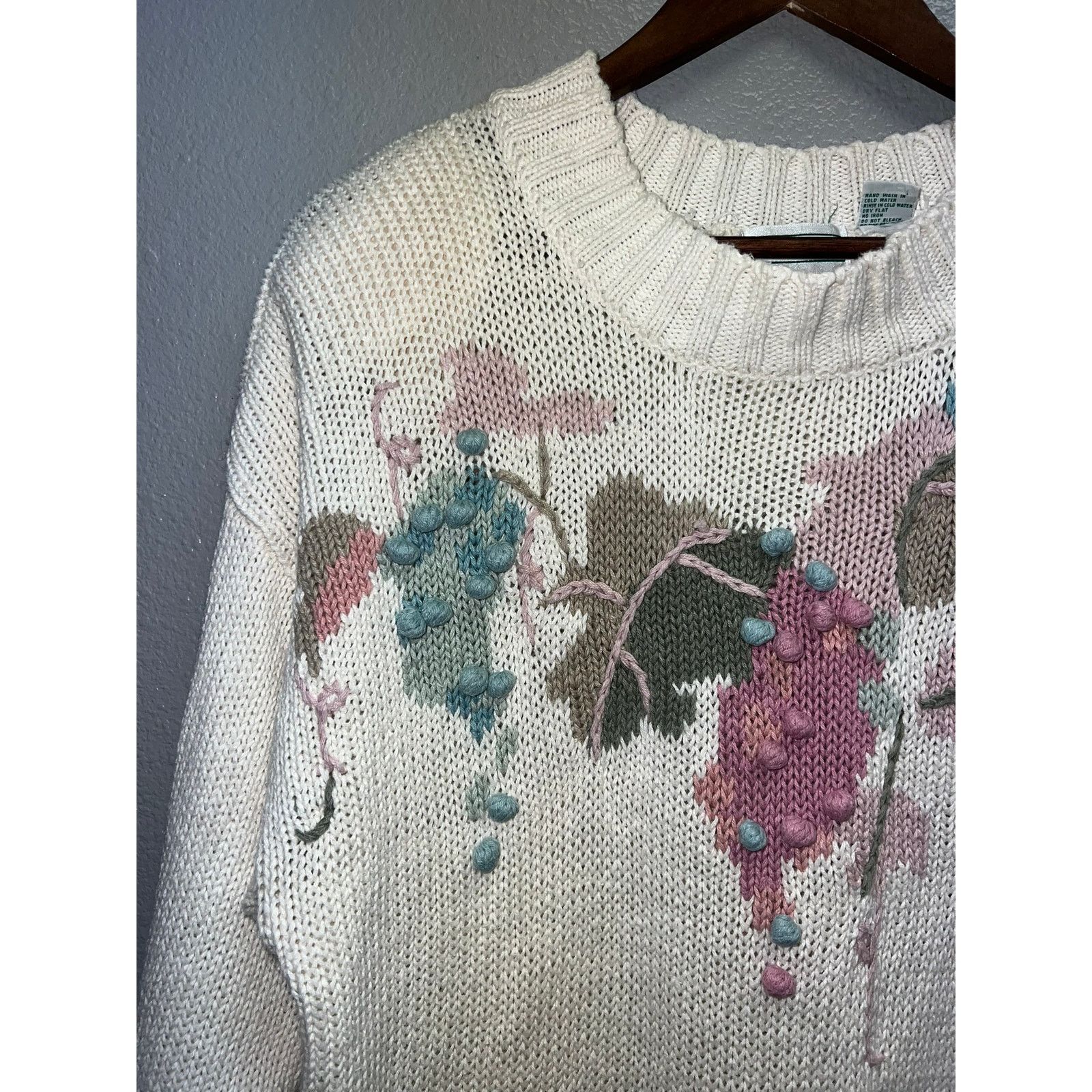 Vintage Womens Vintage Knit Sweater Shenanigans Floral Grape VTG L Size L / US 10 / IT 46 - 2 Thumbnail