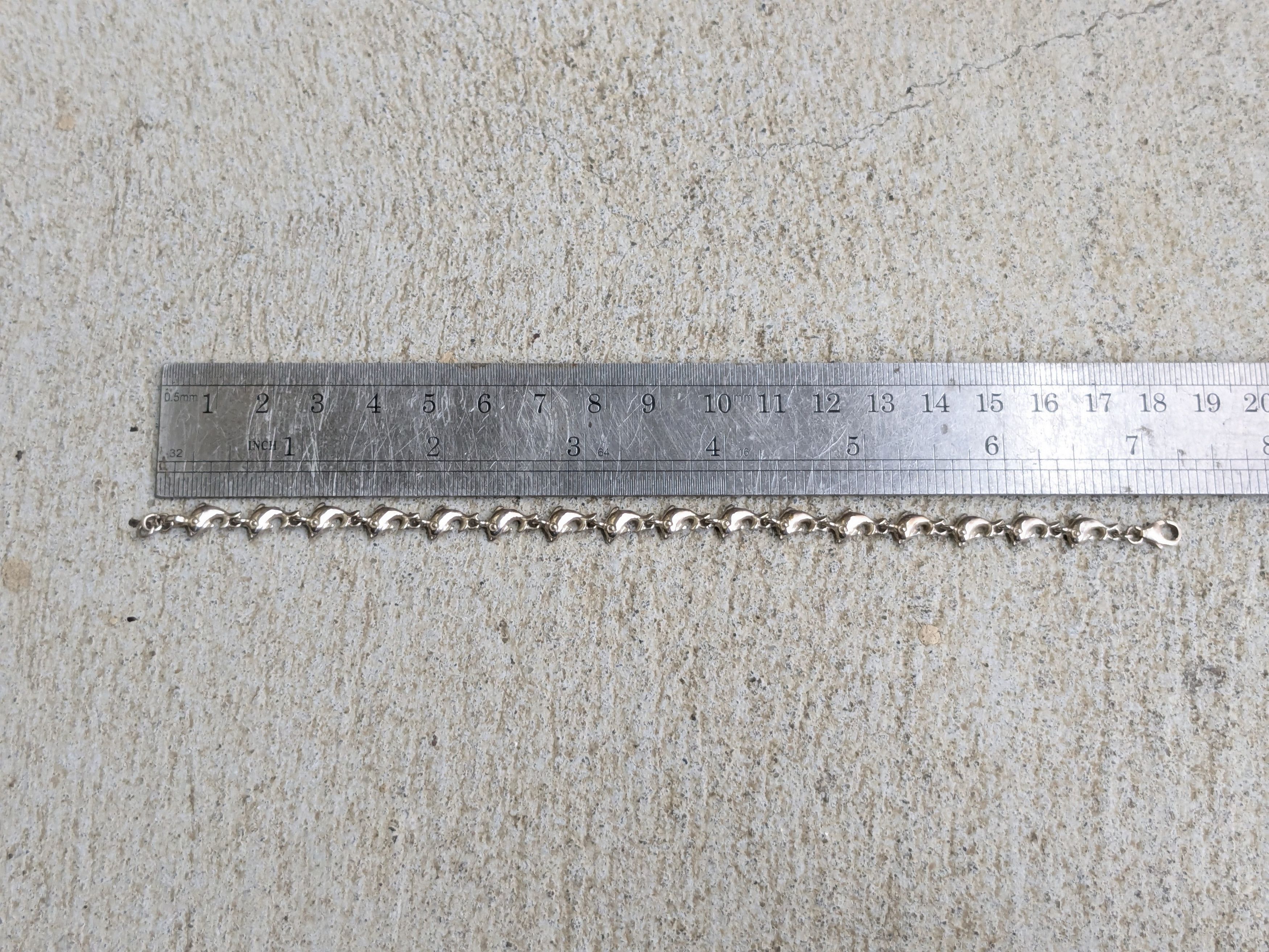 Jewelry Vintage Sterling Silver Bracelet Dolphin Chain 7.25" Size ONE SIZE - 11 Thumbnail