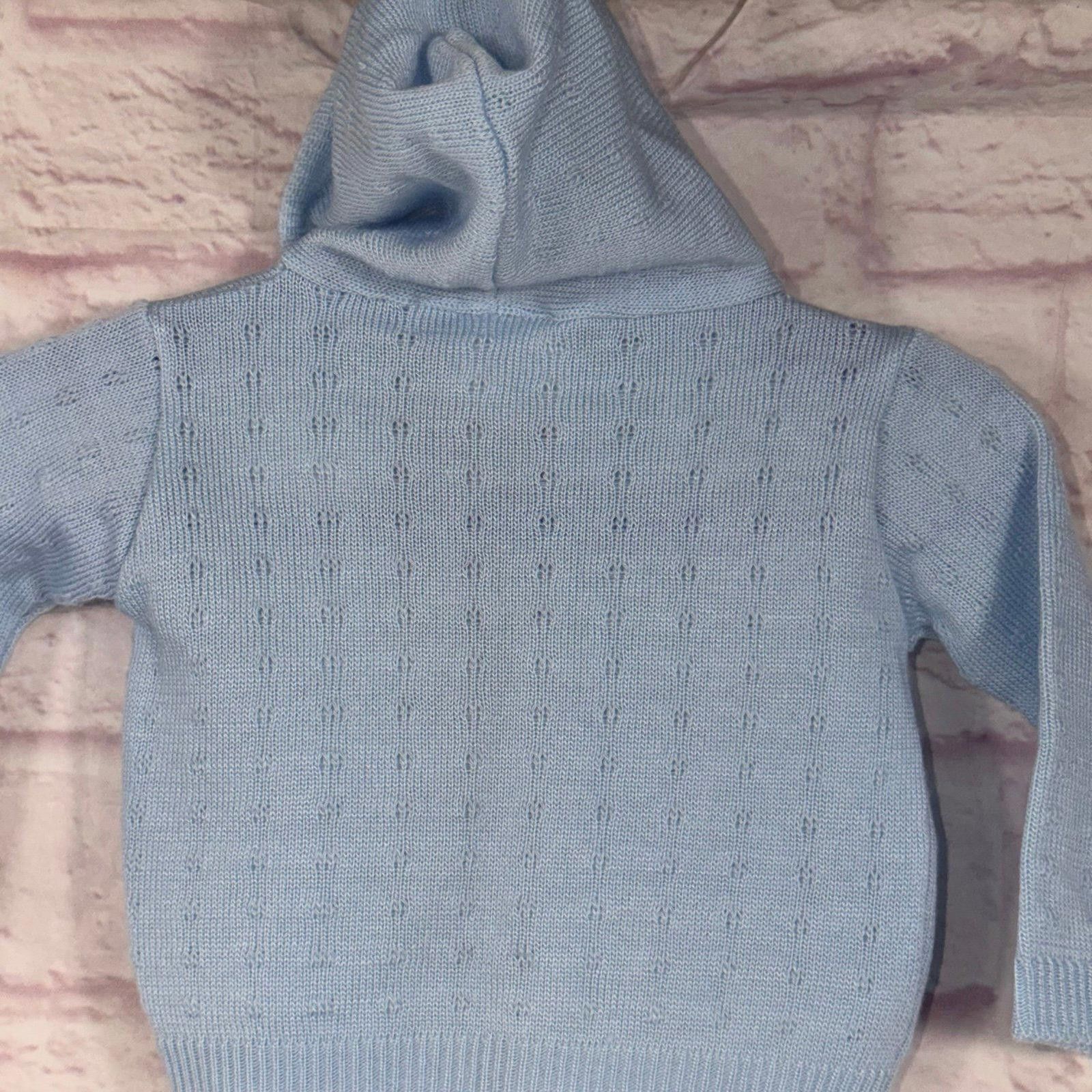 Other Vintage Friemanit Baby Blue Knit Hooded 6 Month Cardigan Size US XXS / EU 40 - 7 Thumbnail