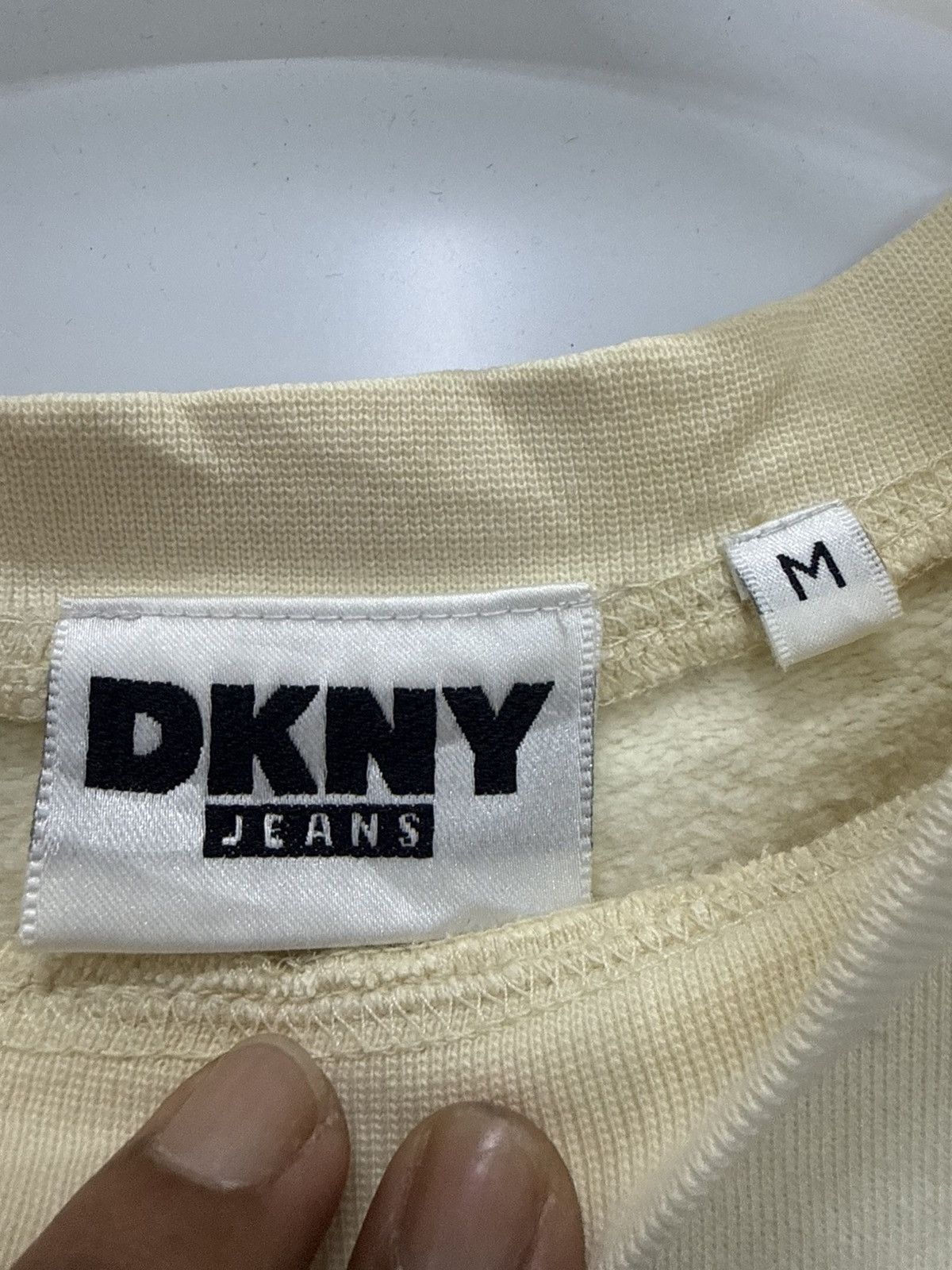 DKNY 🔥 Y2K DKNY Jeans Sweatshirt Crewneck Distressed Light Yellow Size US L / EU 52-54 / 3 - 7 Thumbnail
