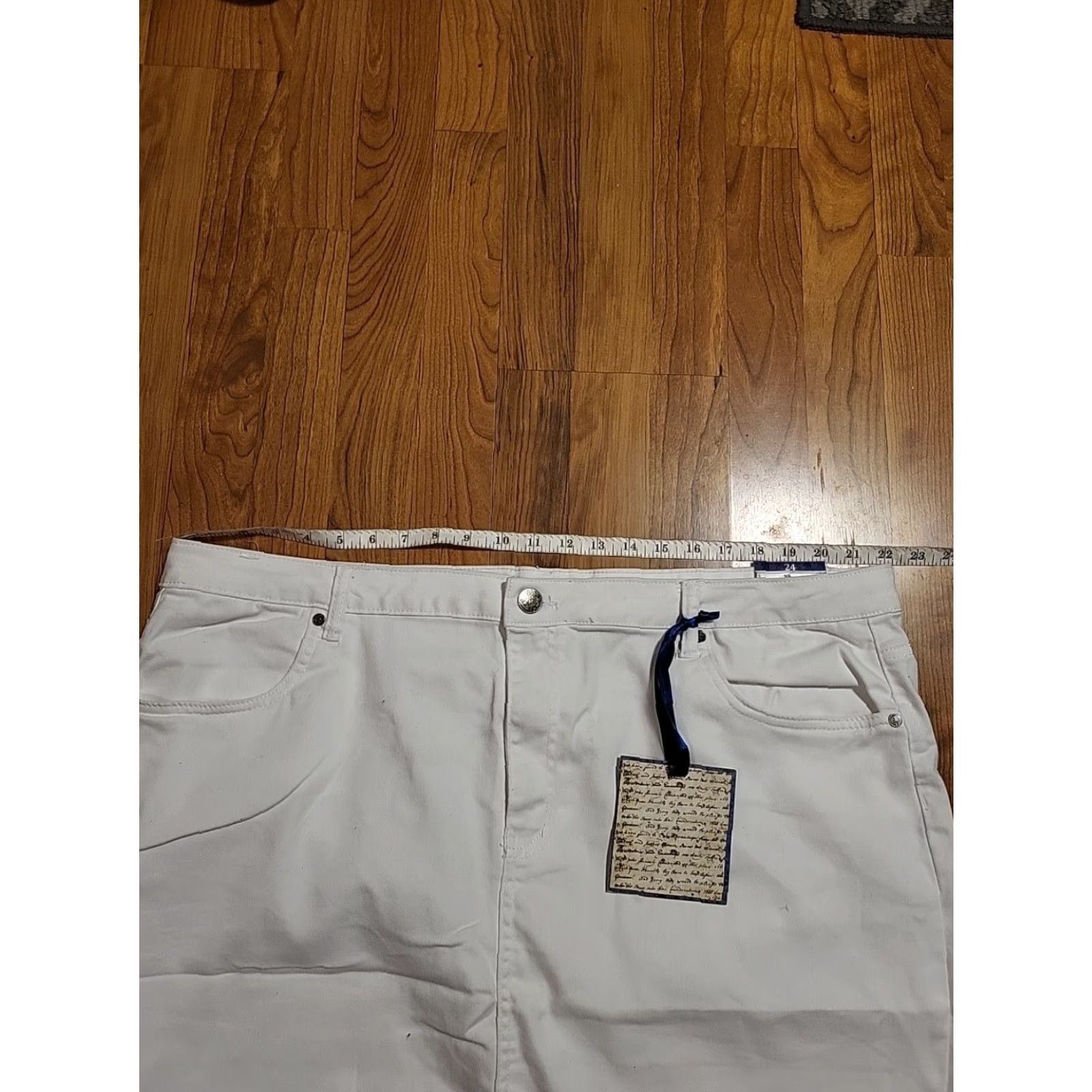 Denime Lexi Denim Skirt 24 Plus White Stretch NWT Cotton/ Poly/ Spandex Women Size 42" / US 20 - 2 Thumbnail