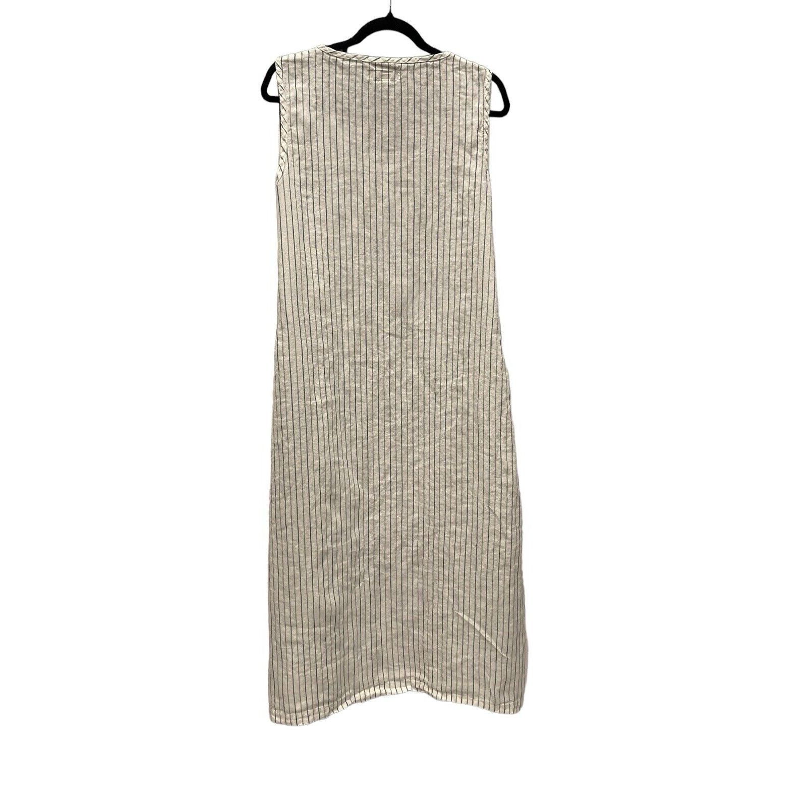 FLAX FLAX Designs LINEN Open Dress PAPAYA STRIPE size: S Size S / US 4 / IT 40 - 5 Thumbnail