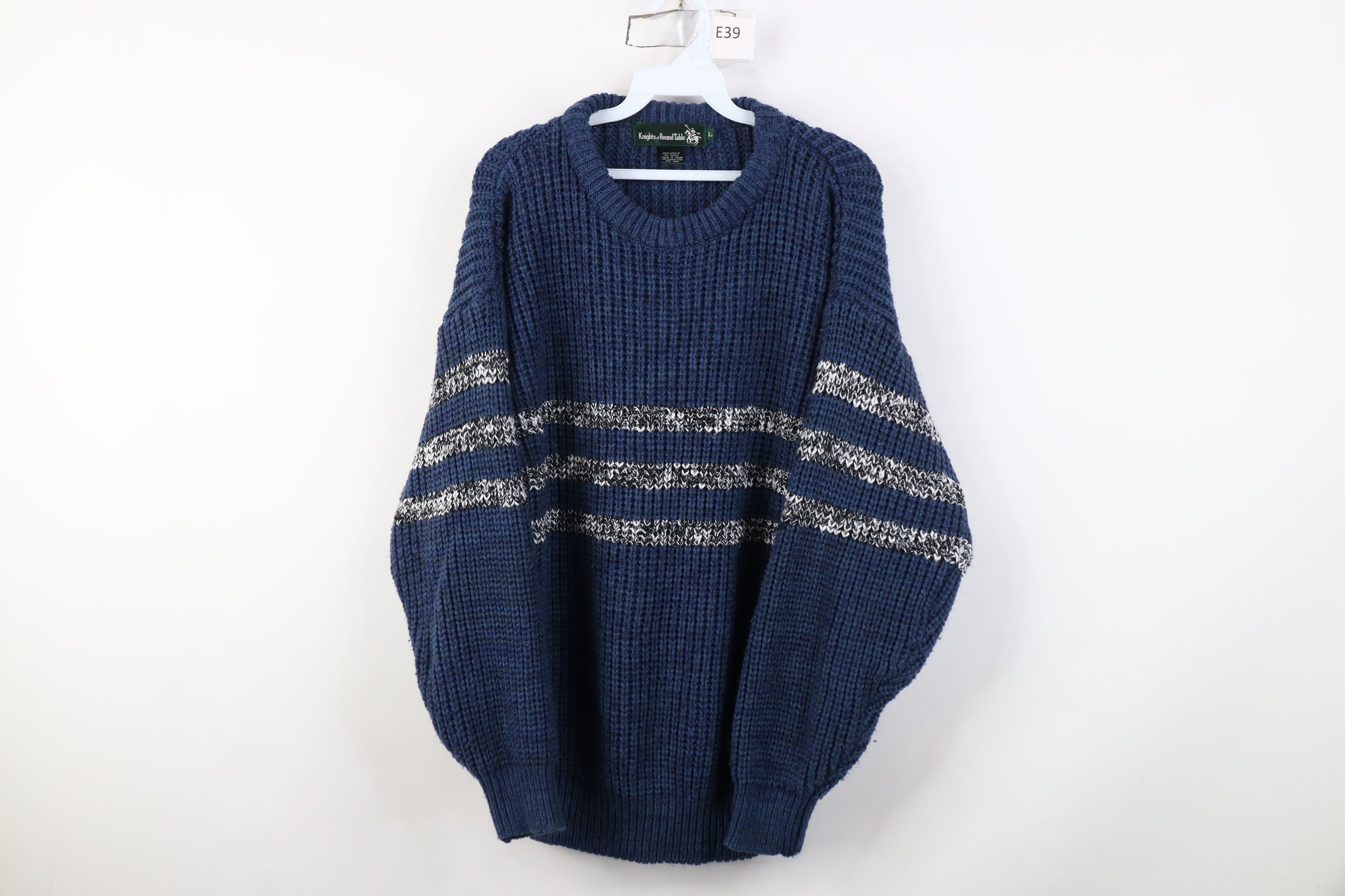 Vintage Vintage 90s Streetwear Chunky Ribbed Knit Crewneck Sweater Size US L / EU 52-54 / 3 - 1 Thumbnail