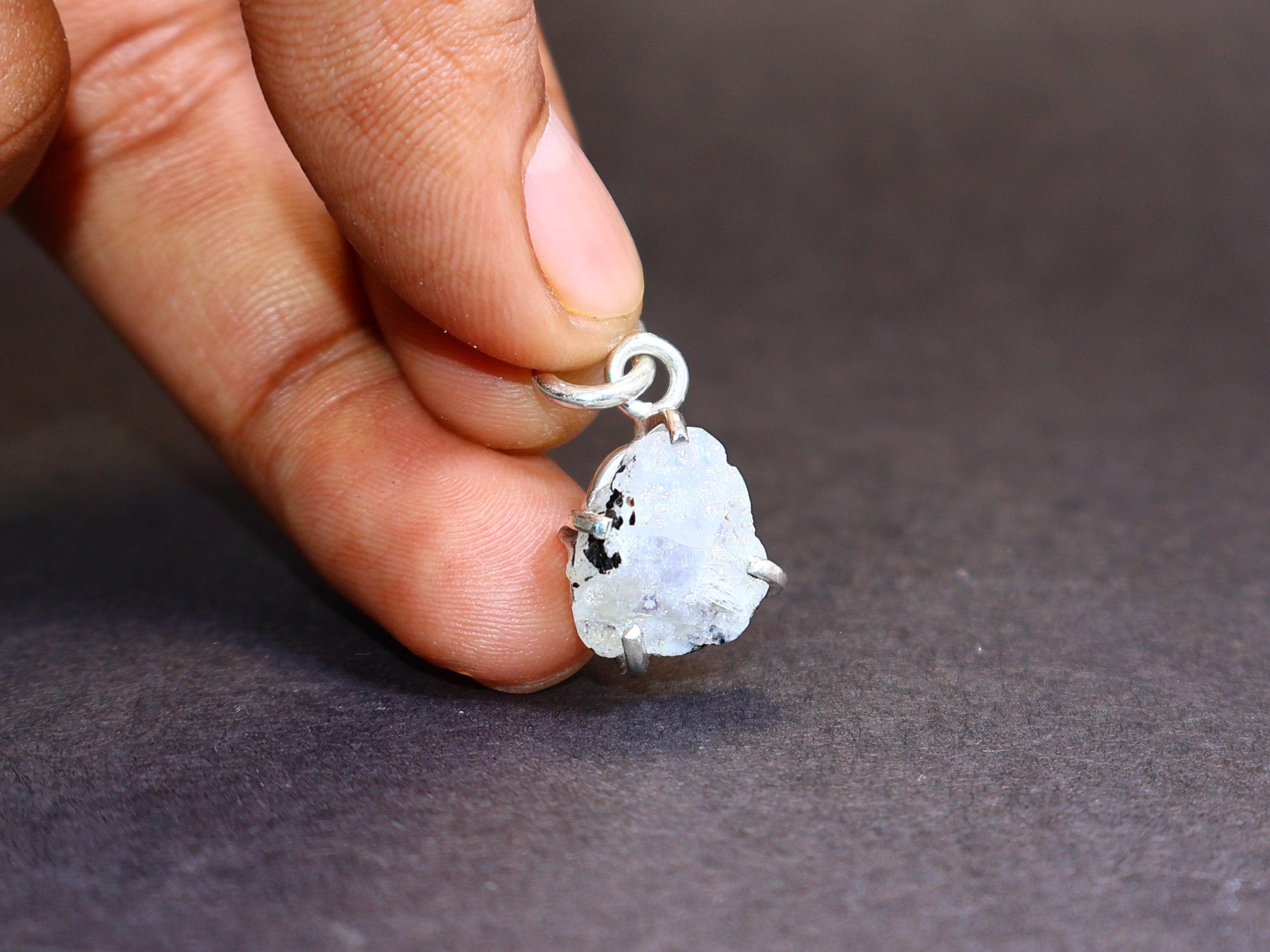 Handmade Raw Moonstone, Sterling silver Handmade Women pendant, Size ONE SIZE - 8 Thumbnail