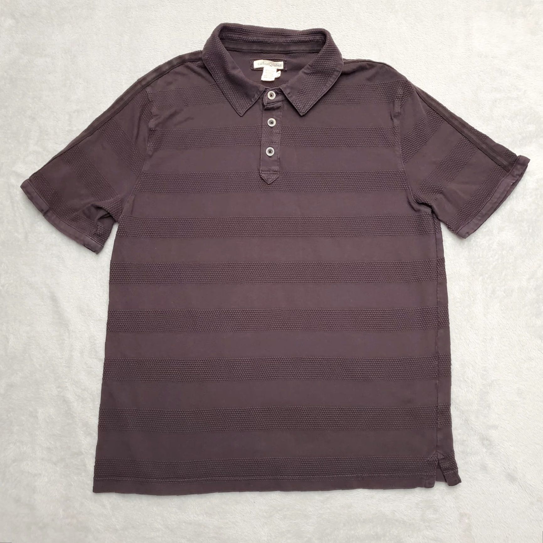 Carbon2Cobalt Carbon 2 Cobalt Shirt Mens M Polo Short Sleeve Cotton Black Brown Textured Casual Golf Walking Breathable Easy Care Shirt Mens Size US M / EU 48-50 / 2 - 2 Thumbnail