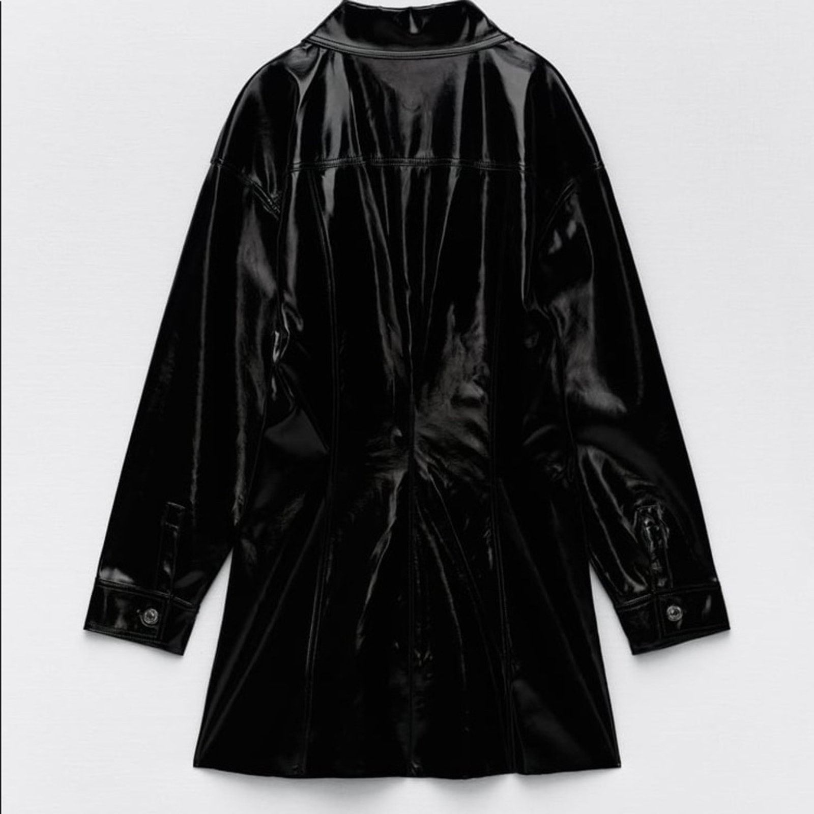 Zara ZARA BLOGGER FAVORITE FAUX LEATHER DRESS BLACK Size XS / US 0-2 / IT 36-38 - 11 Thumbnail