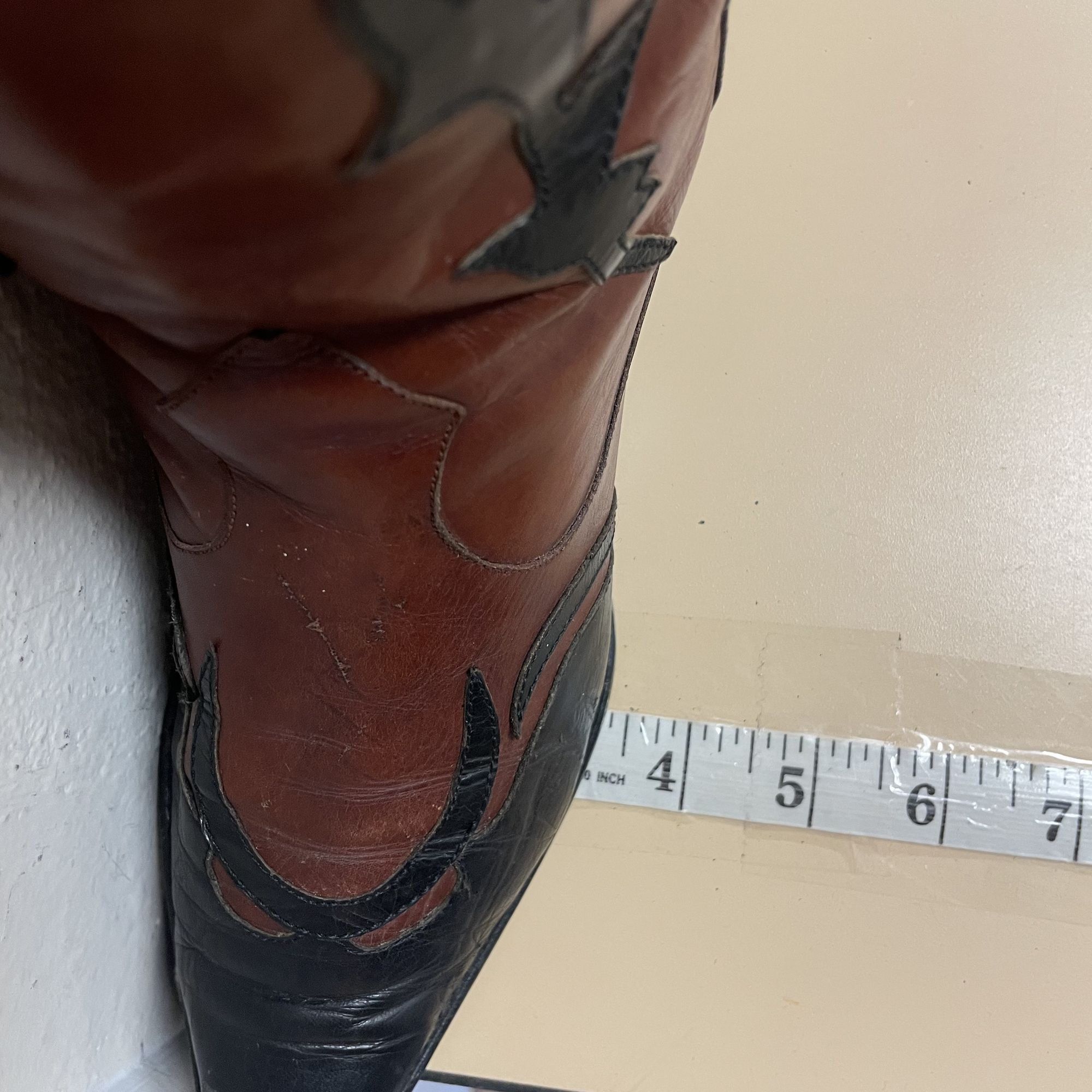 Other Vtg Van Eli Leather Cowboy Western Black Wingtip RODEO Boots Size US 6 / IT 36 - 10 Thumbnail