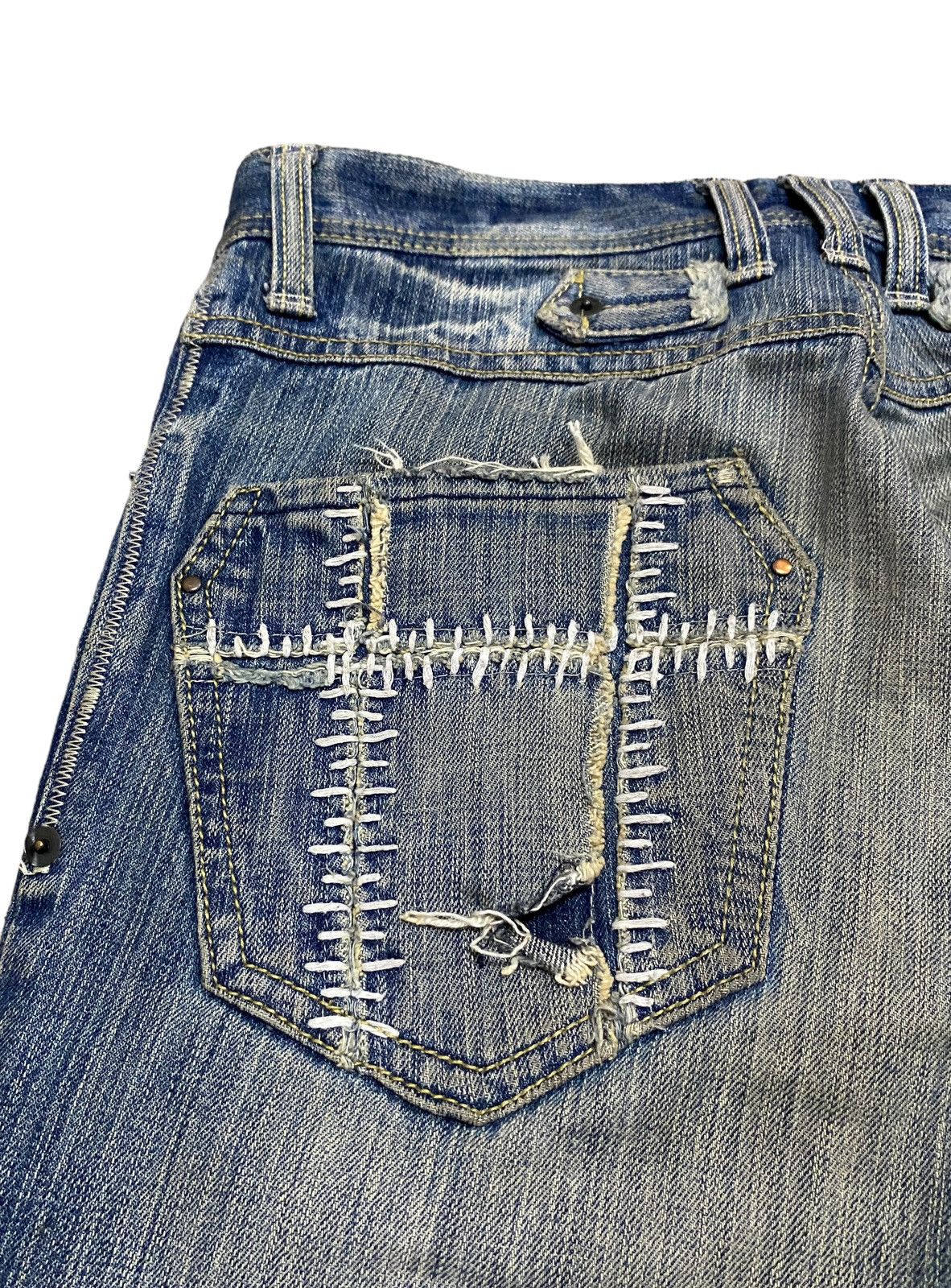 If Six Was Nine Rare Design Vintage Three Stones Throw Patchwork Jeans 2000s Size US 32 / EU 48 - 7 Thumbnail