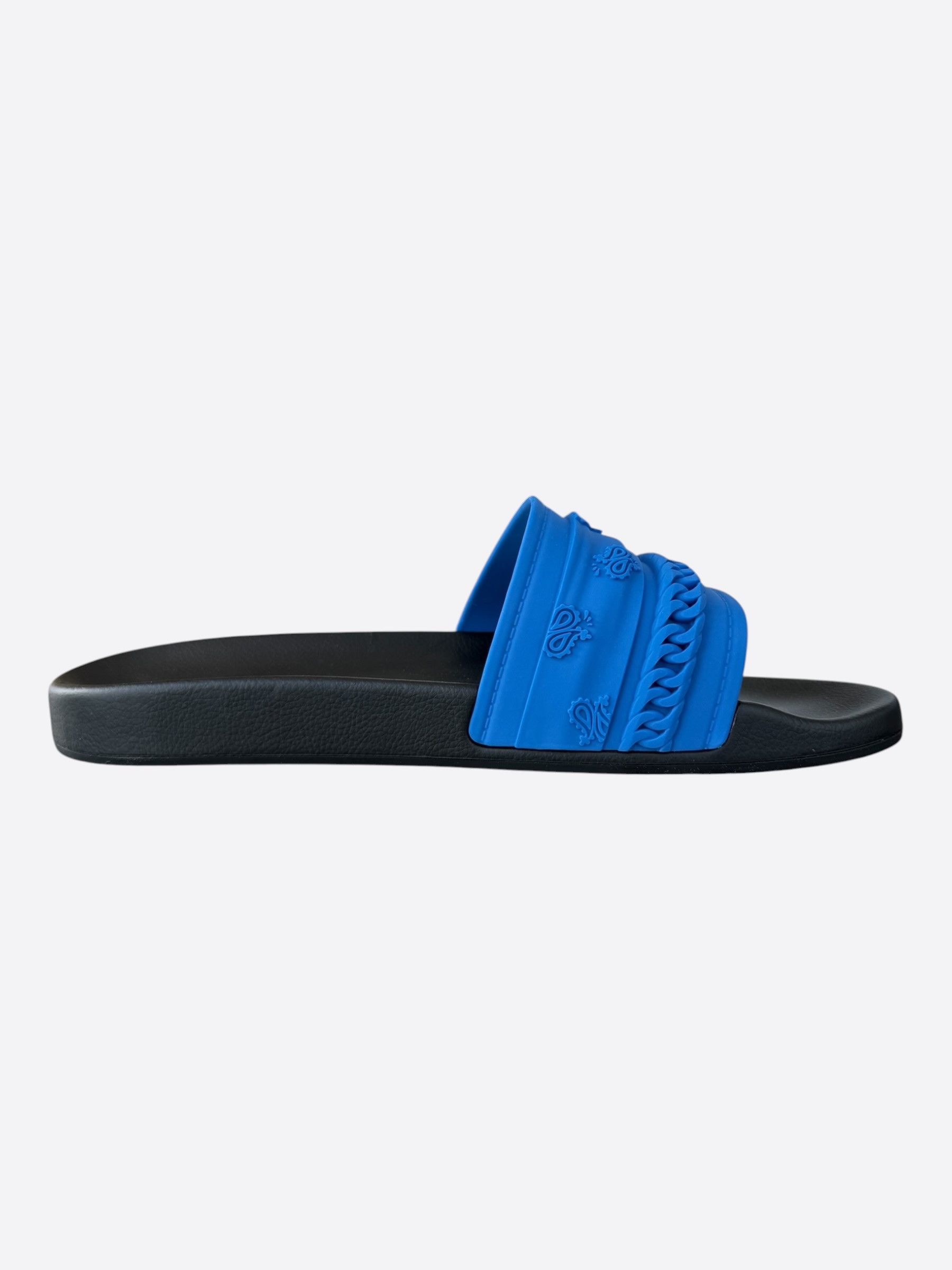 Amiri Amiri Blue & Black Bandana Chain Slides Size US 14 / EU 47 - 5 Thumbnail
