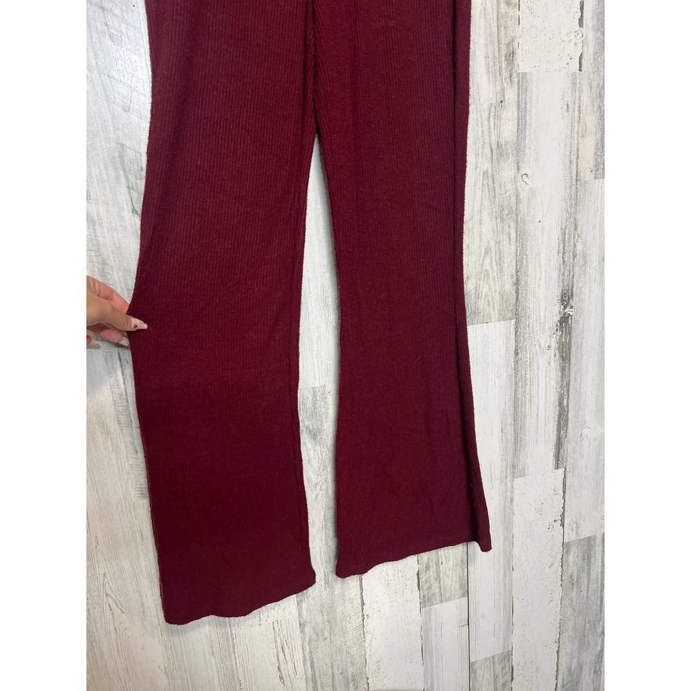 Other Maurices Burgundy Ribbed Knit Flare Pants | Soft Stretch Lou Size 28" / US 6 / IT 42 - 5 Thumbnail