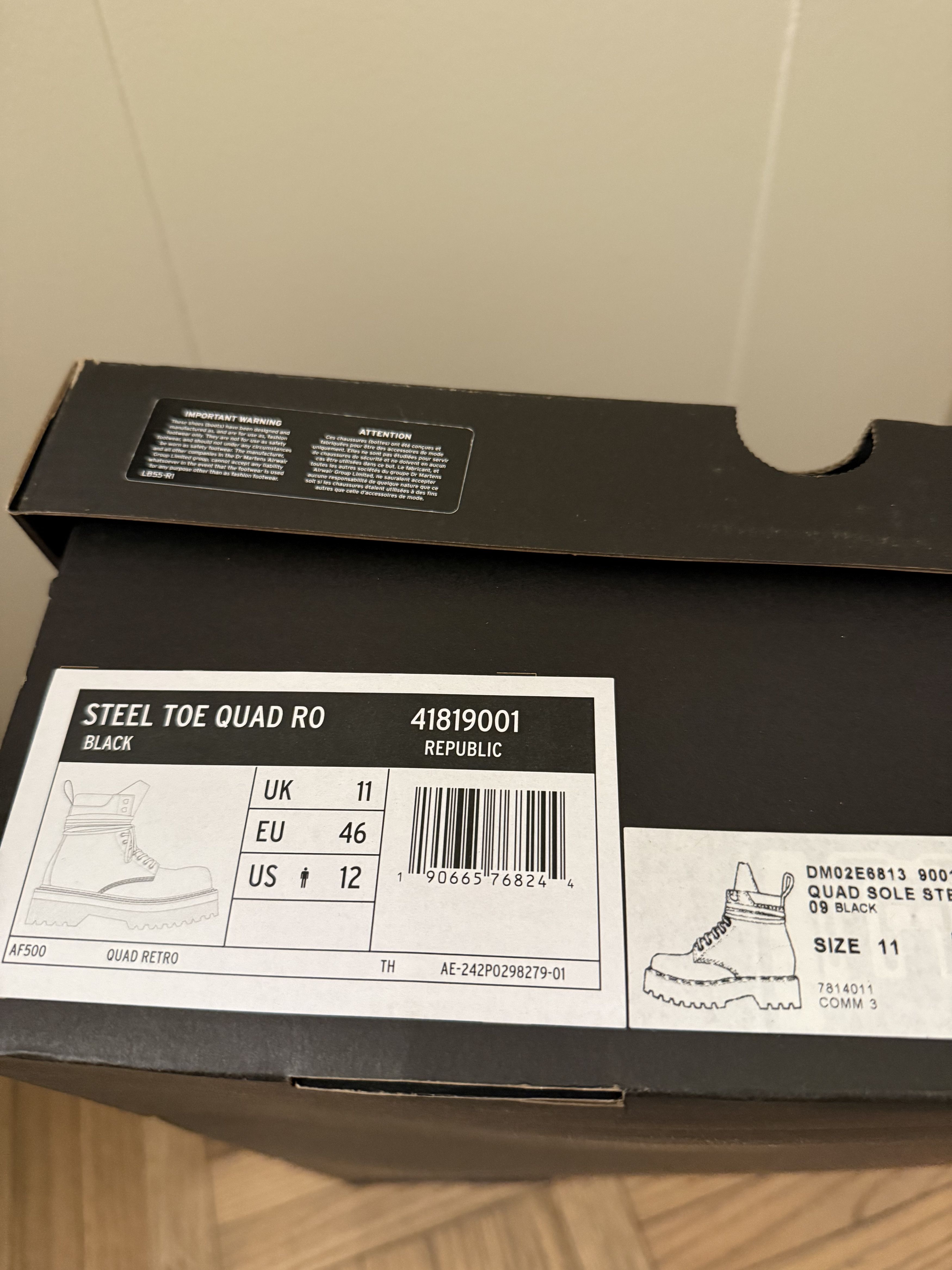 Dr. Martens × Rick Owens STEEL TOE QUAD Wraparound Lace Leather Platform Boots Size US 12 / EU 45 - 5 Thumbnail