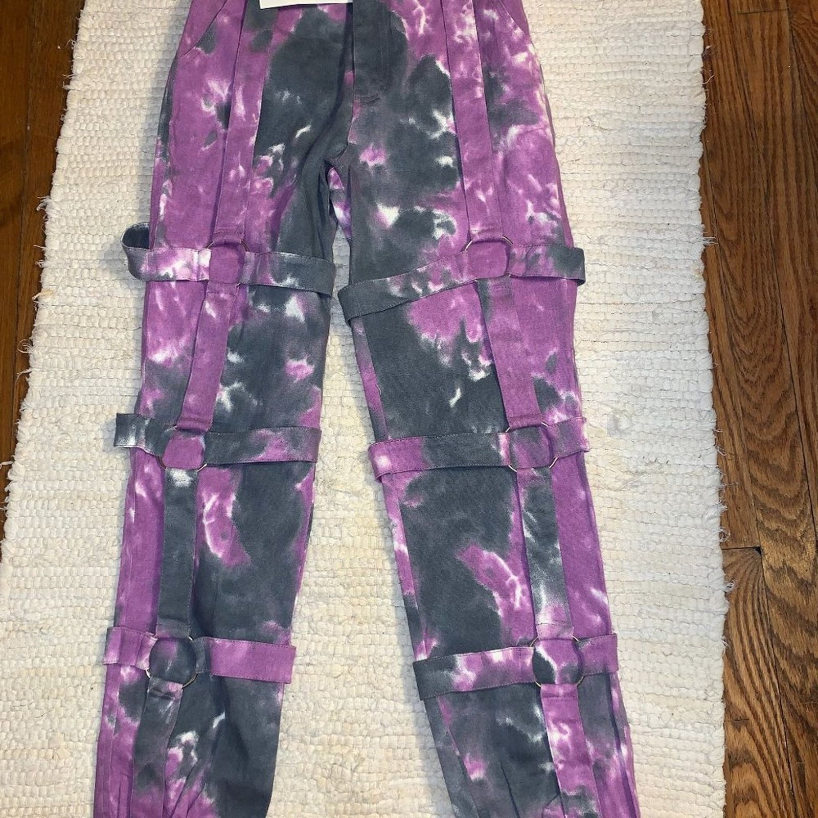 Other NWT Y2K TIE DYE BUCKLED O RING CARGO UTILITY PANTS Size 28" / US 6 / IT 42 - 3 Thumbnail