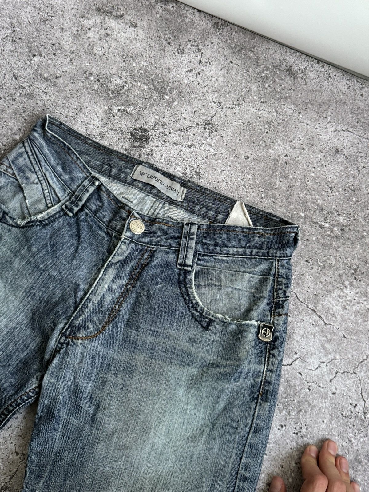 Armani × Vintage Vintage Armani Y2K distressed trash denim pants Size US 30 / EU 46 - 6 Thumbnail