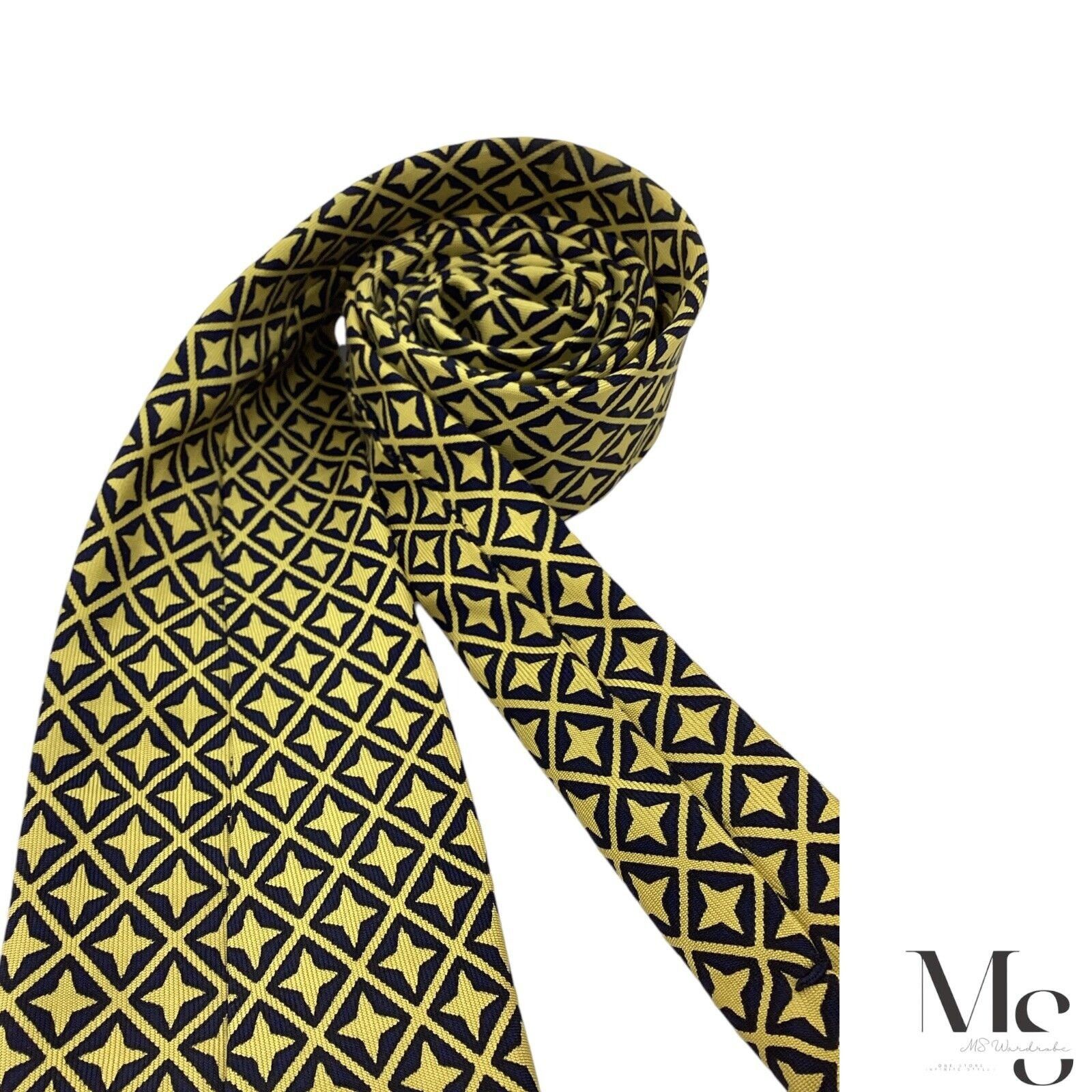 Other MACMILLAN 7 Folds XL Yellow Geometric Silk Tie W: 4" EX COND Size ONE SIZE - 4 Thumbnail