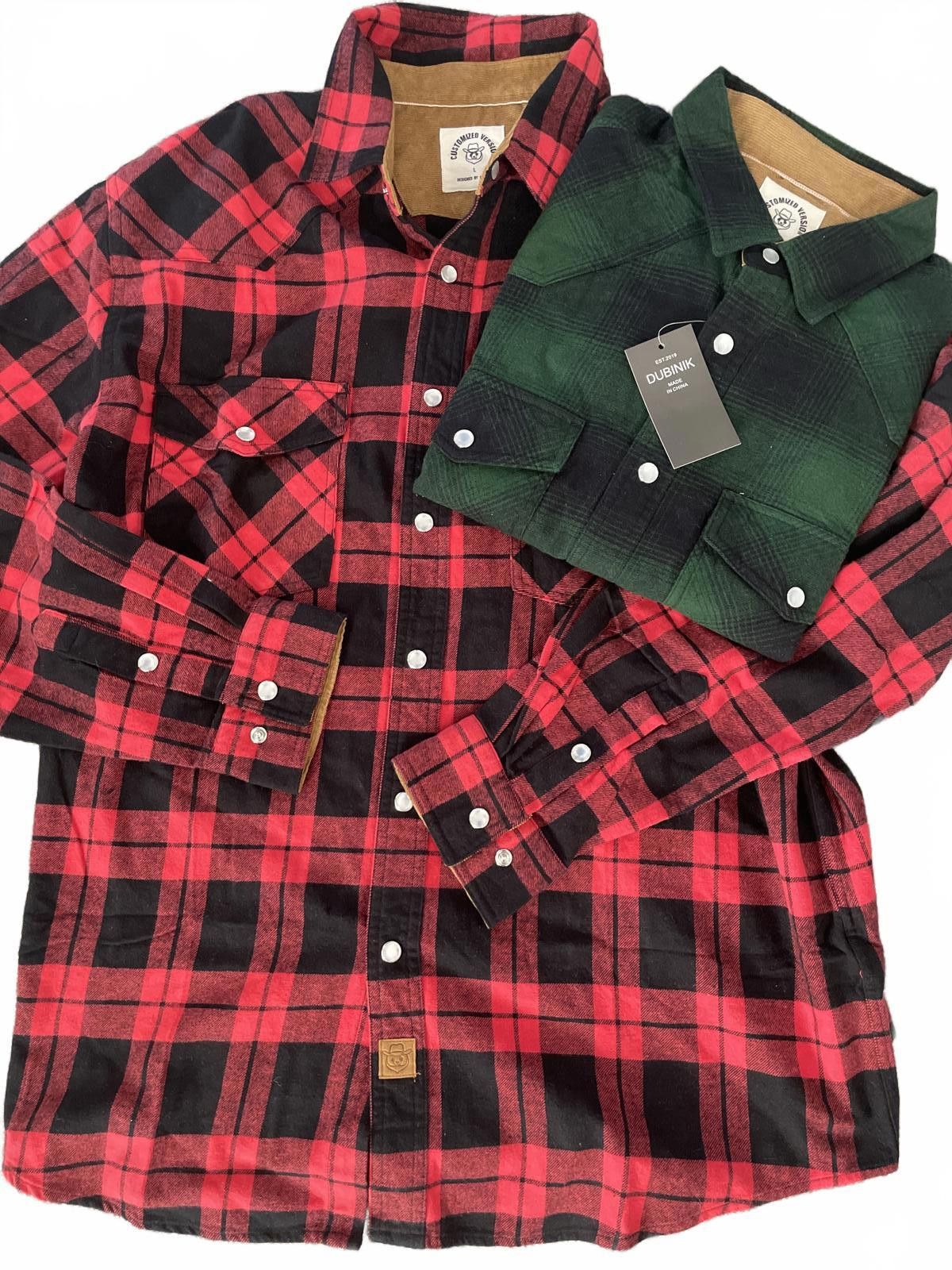 Other Dubnik Men's Plaid Flannel Shirts Large Red Green Cotton Size US L / EU 52-54 / 3 - 1 Thumbnail
