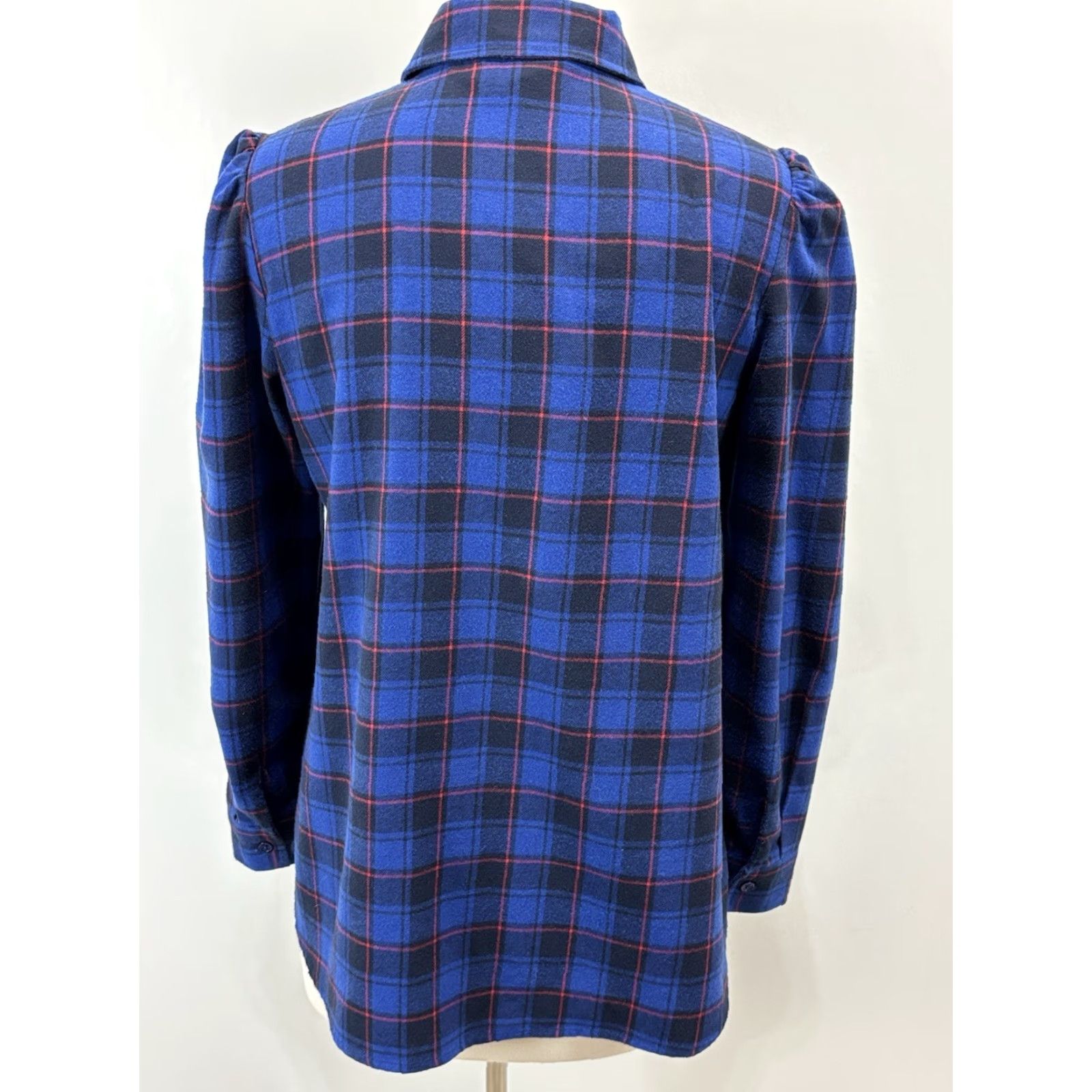 Vintage Tuckernuck Saranac Plaid Button-Up Shirt Medium Women’s Blue Puff Sleeve Classic Preppy Size M / US 6-8 / IT 42-44 - 3 Thumbnail